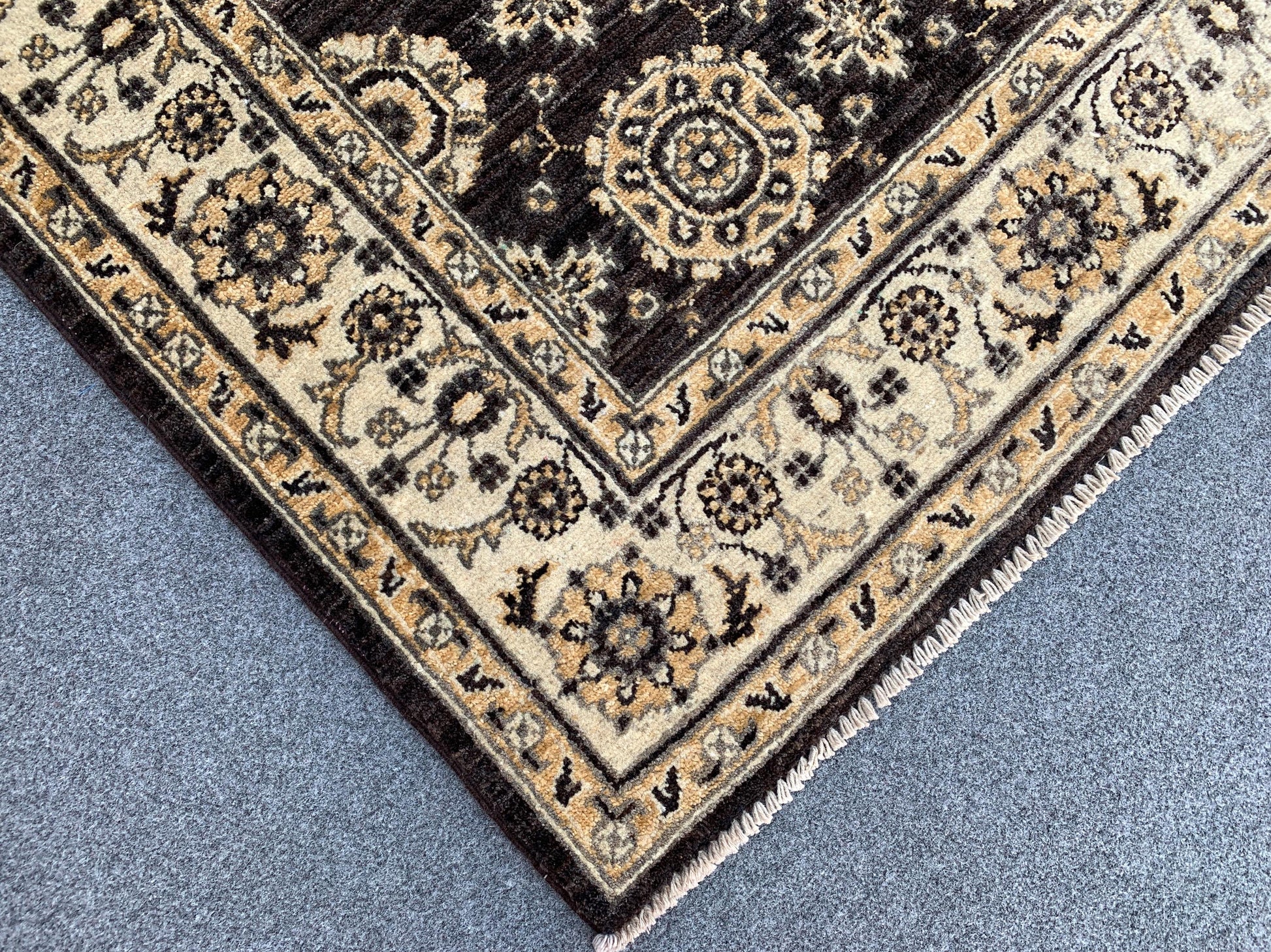 3x5 ft Afghan Black Beige Rug, Hand Knotted Wool Area Rug, Turkmen Traditional Rug, Chobi Rug Tekke design Rug, Home Decor Rug, Bedroom Rug.
