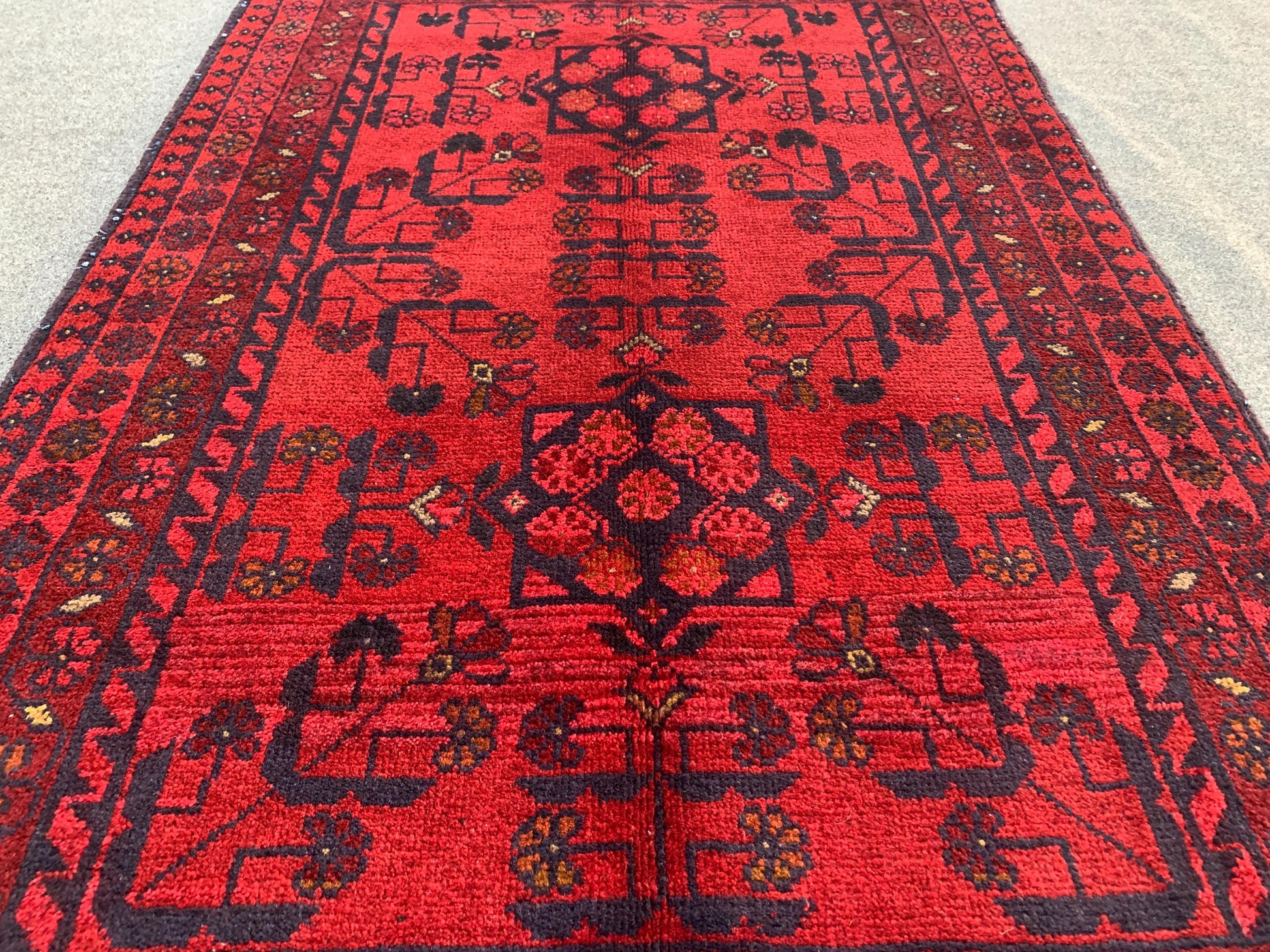 Red Bukhara design Rug, Afghan Khal Mohammadi Rug, Hand Knotted Wool Rug, Oriental Rug, Home Decor Rug, Bedroom Rug, Kitchen Rug 3x4 ft