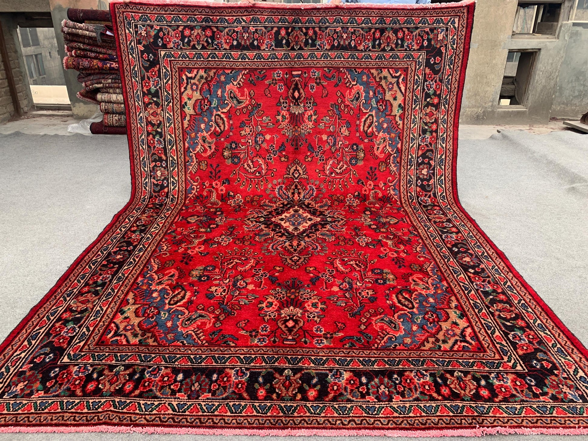 Vintage Caucasian design Rug, Hand knotted Wool Rug, Afghan Geometric Rug, Turkmen Tribal Rug, Oriental Rug Dining Room Living Room Rug 7x10