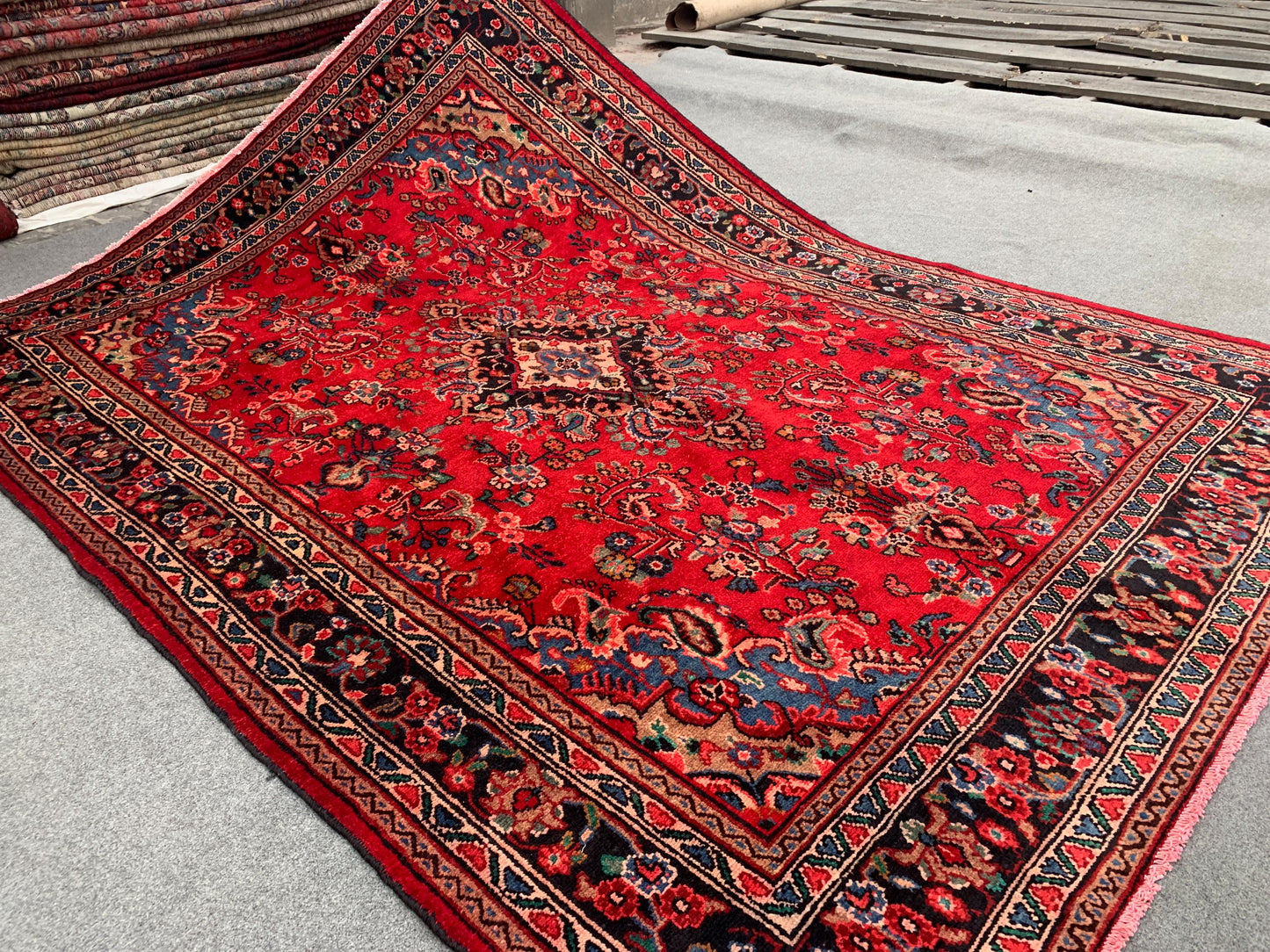 Vintage Caucasian design Rug, Hand knotted Wool Rug, Afghan Geometric Rug, Turkmen Tribal Rug, Oriental Rug Dining Room Living Room Rug 7x10