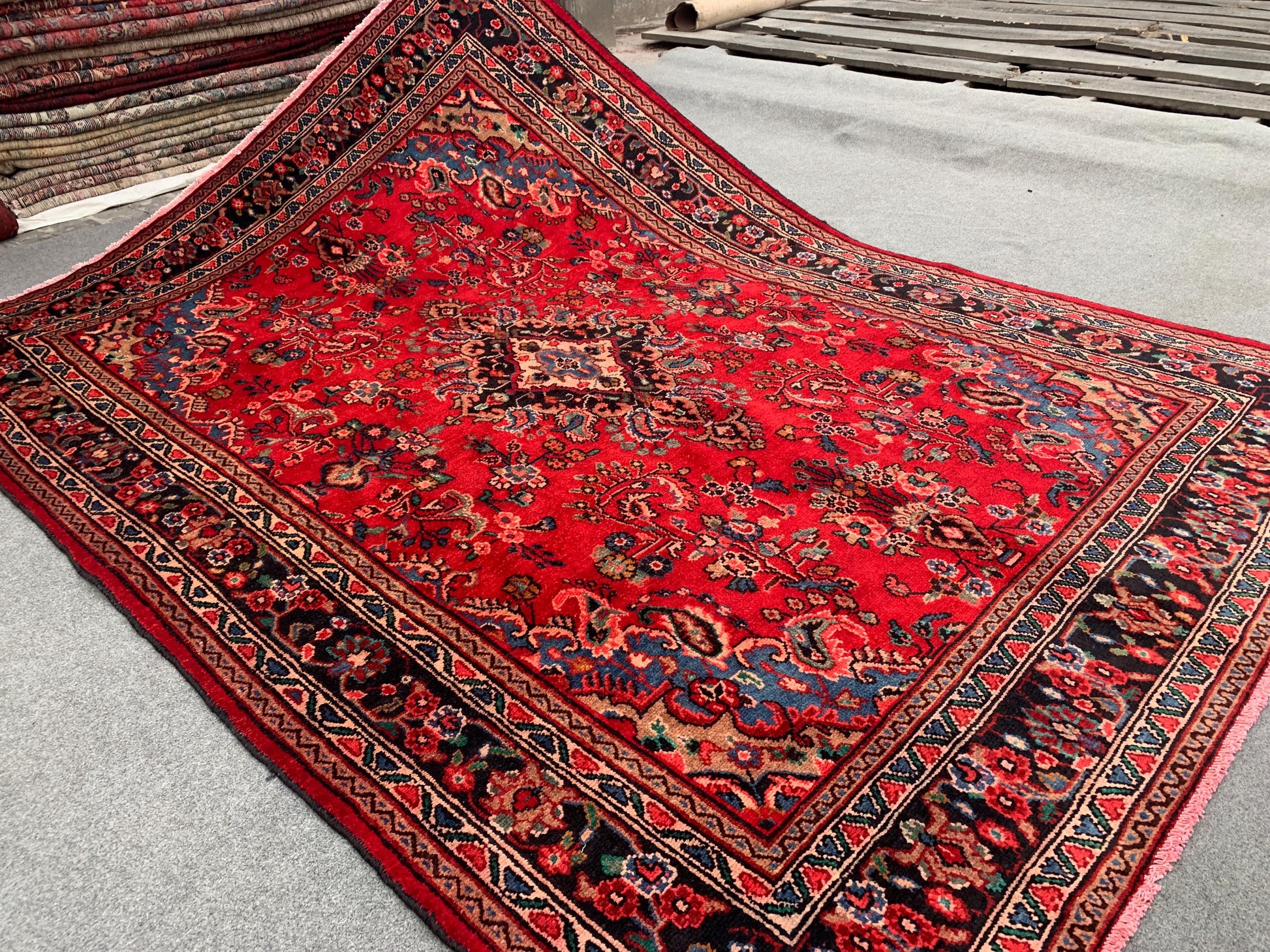 Vintage Caucasian design Rug, Hand knotted Wool Rug, Afghan Geometric Rug, Turkmen Tribal Rug, Oriental Rug Dining Room Living Room Rug 7x10