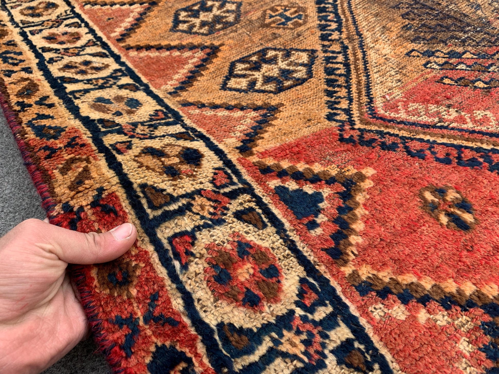 1950s Antique Rug Caucasian design Rug, One of a kind Rug, Afghan Handmade Wool Rug Turkmen Tribal Rug Low Pile Rug, Kitchen Bedroom Rug 4x6