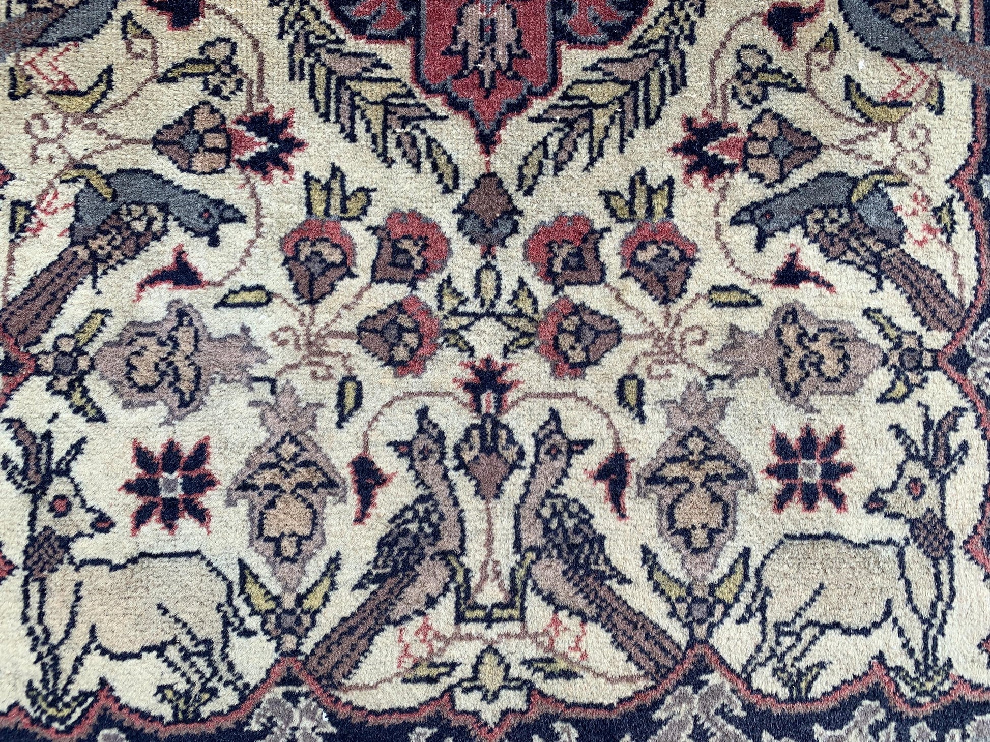 Animal Hunting Scene Rug, Small Pictorial Vintage Rug, Hand Knotted Wool Rug, Turkish design Rug, Home Decor Bedroom Rug Entryway Rug 2x3 ft