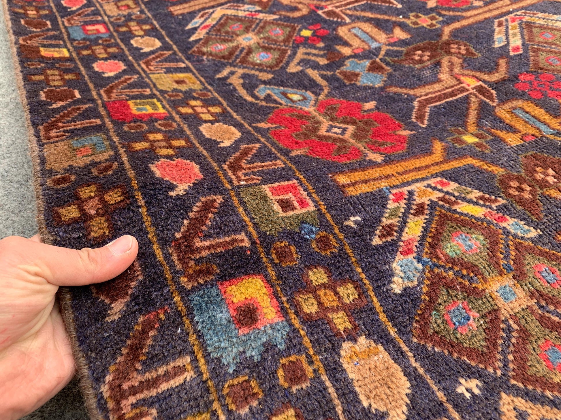 Vintage Herati Rug Afghan Baluchi Rug Hand Knotted Wool Area Rug, Oriental Rug Tribal Rug Home Decor Rug, Bedroom Rug Living Room Rug 4x7 ft