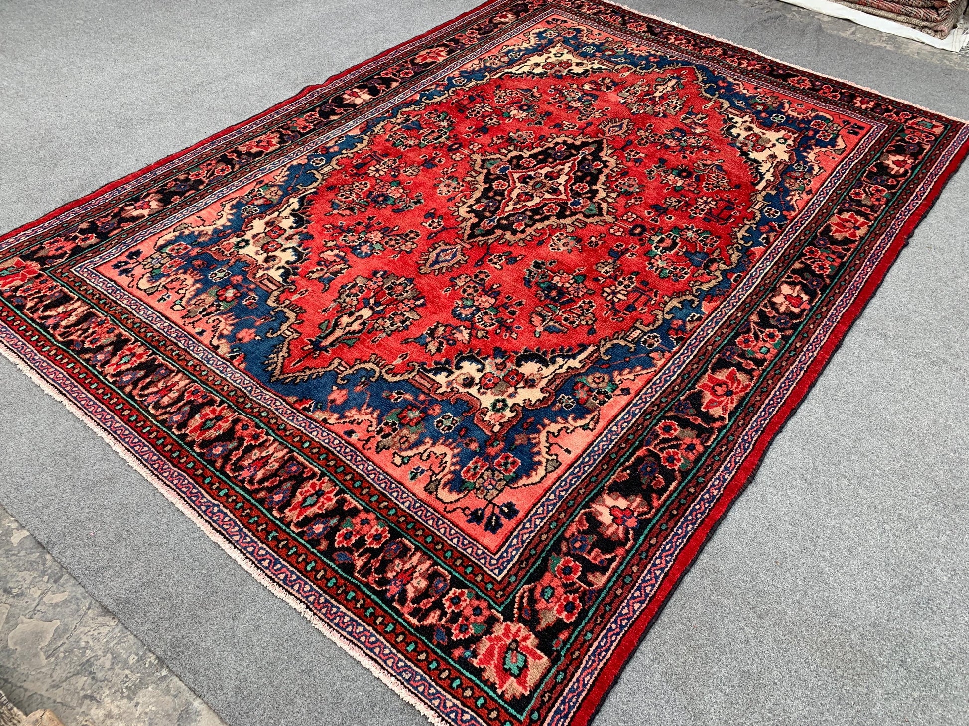 Vintage Afghan Floral Rug 7x10 ft Caucasian design Rug, Handmade Wool Rug Geometric Rug, Turkmen Tribal Rug, Home Decor Rug Living Room Rug.