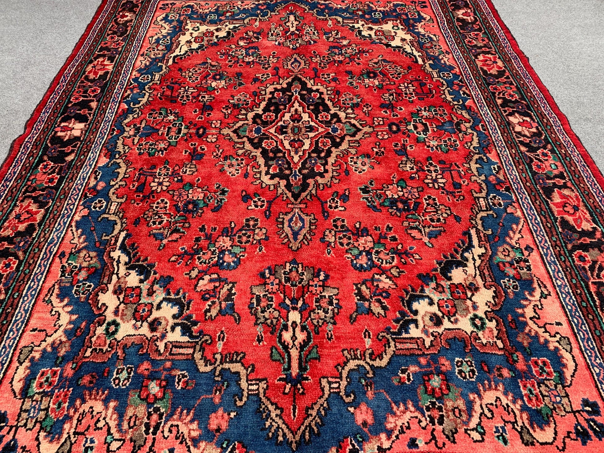 Vintage Afghan Floral Rug 7x10 ft Caucasian design Rug, Handmade Wool Rug Geometric Rug, Turkmen Tribal Rug, Home Decor Rug Living Room Rug.