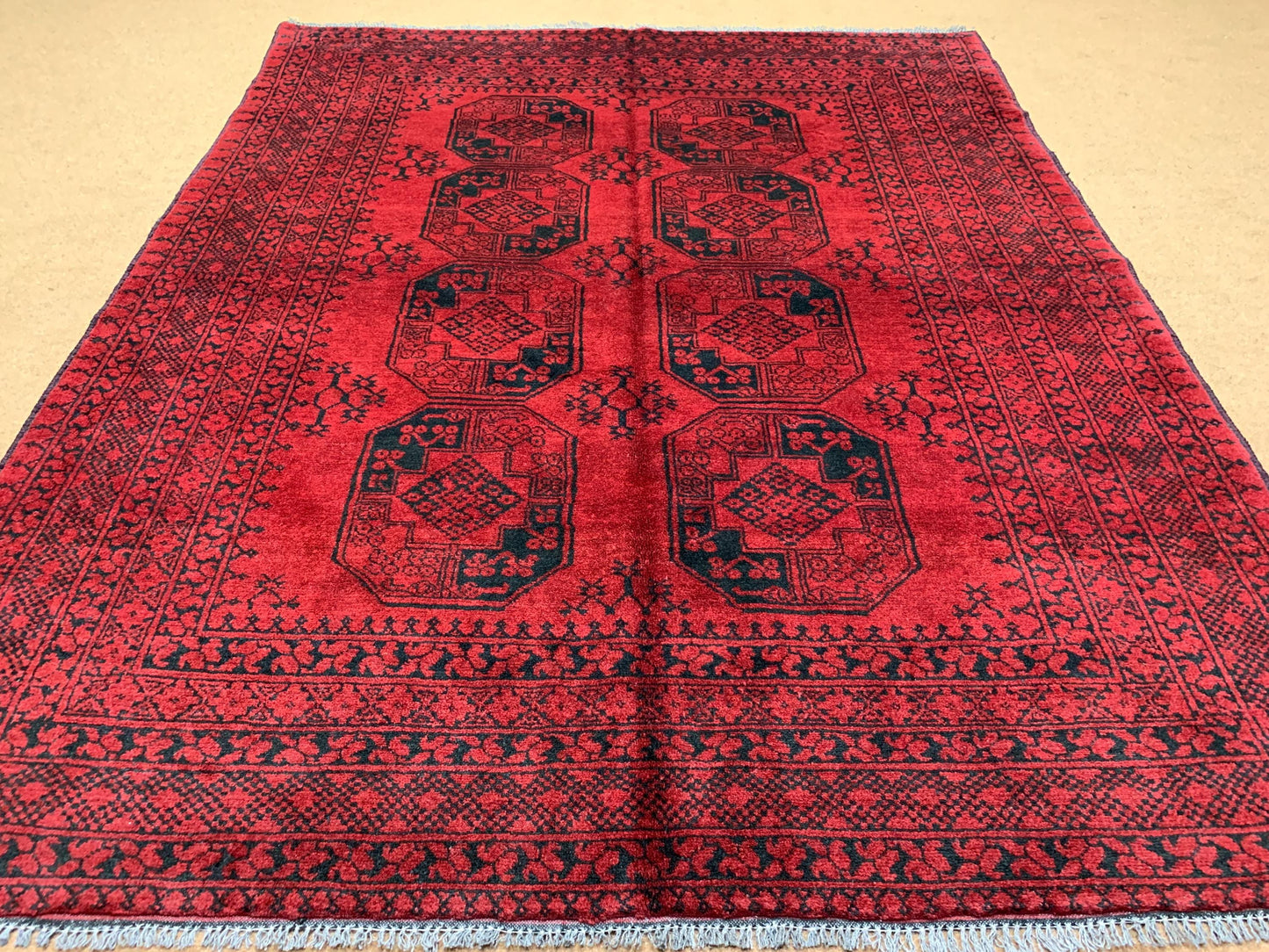 Vintage Fil Pai design Rug, Afghan Hand Knotted Wool Rug, Famous Turkmen Rug, Red Khal Muhammadi Rug, Home Decor Rug, Living Room Rug 5x6 ft