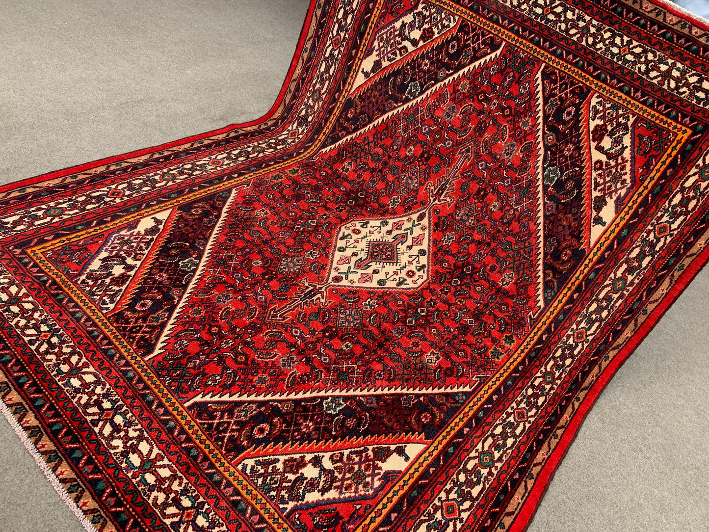 7x10 ft Vintage Caucasian design Rug, Afghan Hand Knotted Wool Rug, Turkmen Tribal Rug, Geometric Oriental Rug, Living Room Dining Room Rug.