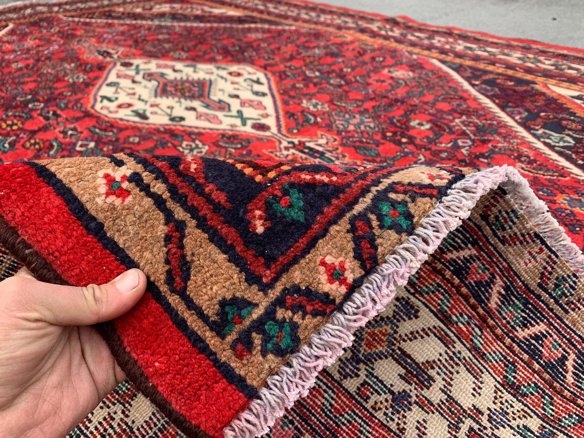 7x10 ft Vintage Caucasian design Rug, Afghan Hand Knotted Wool Rug, Turkmen Tribal Rug, Geometric Oriental Rug, Living Room Dining Room Rug.