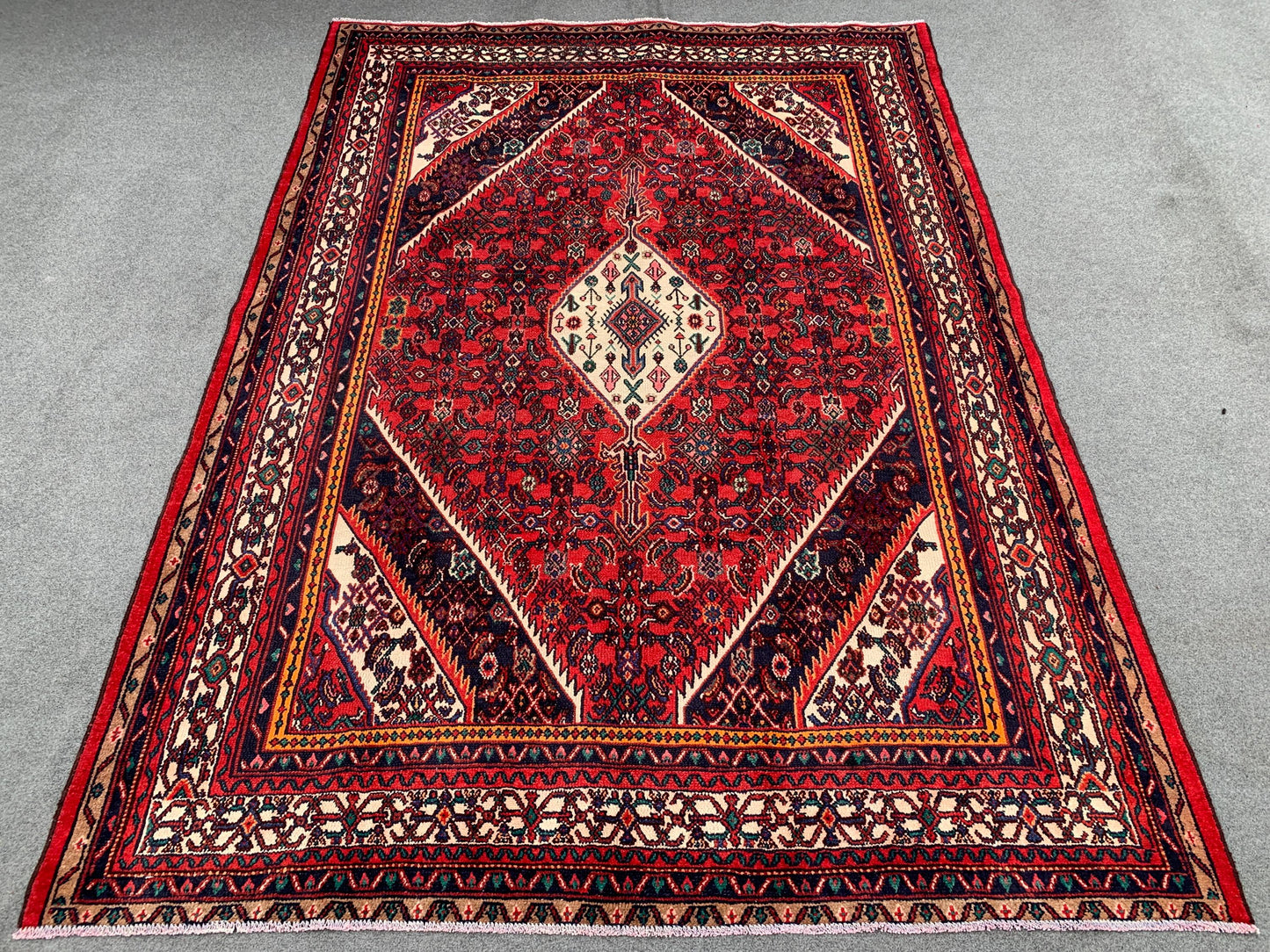 7x10 ft Vintage Caucasian design Rug, Afghan Hand Knotted Wool Rug, Turkmen Tribal Rug, Geometric Oriental Rug, Living Room Dining Room Rug.