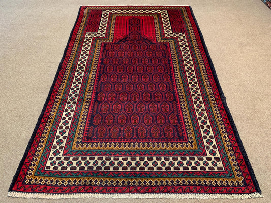 Vintage Prayer Rug 3x5 ft Afghan Hand Knotted Rug, Muslim Prayer Rug Turkmen Tribal Rug, Oriental Wool Rug, Prayer Mat Rug Wall Hanging Rug.