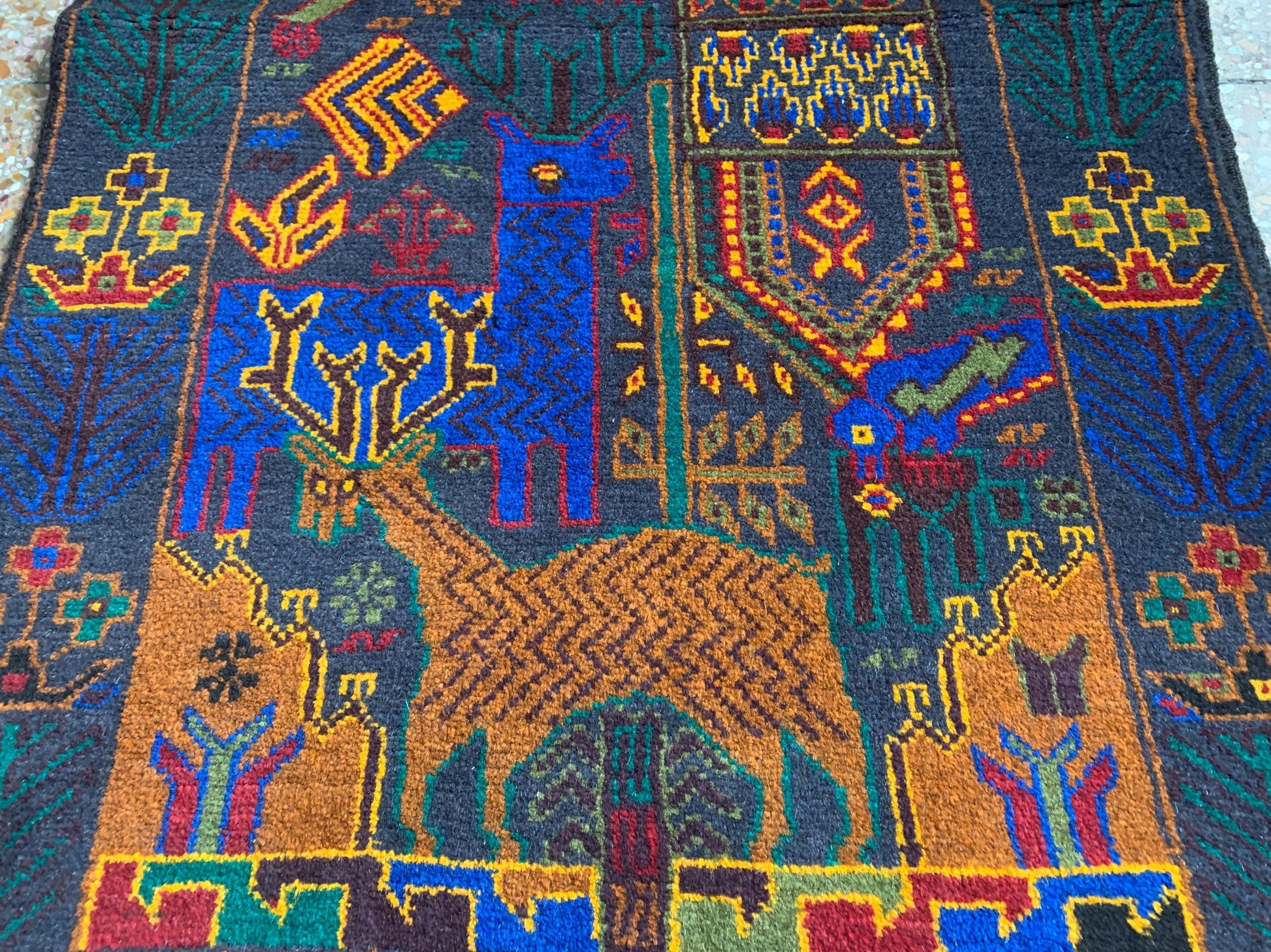 Vintage Herati Baluchi Runner Rug, 3x9 Pictorial Animal Hunting Rug, Afghan Handmade Wool Rug, High Pile Rug 2.4x8.11 ft Hallway Runner Rug.