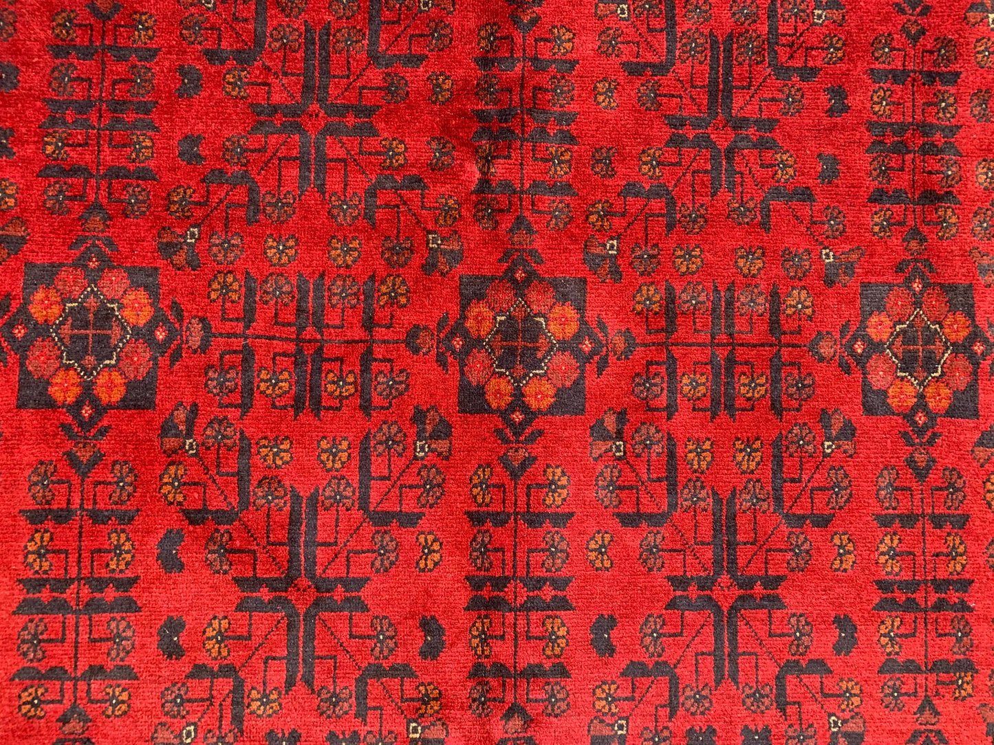 Afghan Bukhara design Rug 6x7 ft Red Khal Mohammadi Rug, Hand Knotted Wool Rug, High Pile Oriental Rug Home Decor Bedroom Living Room Rug.