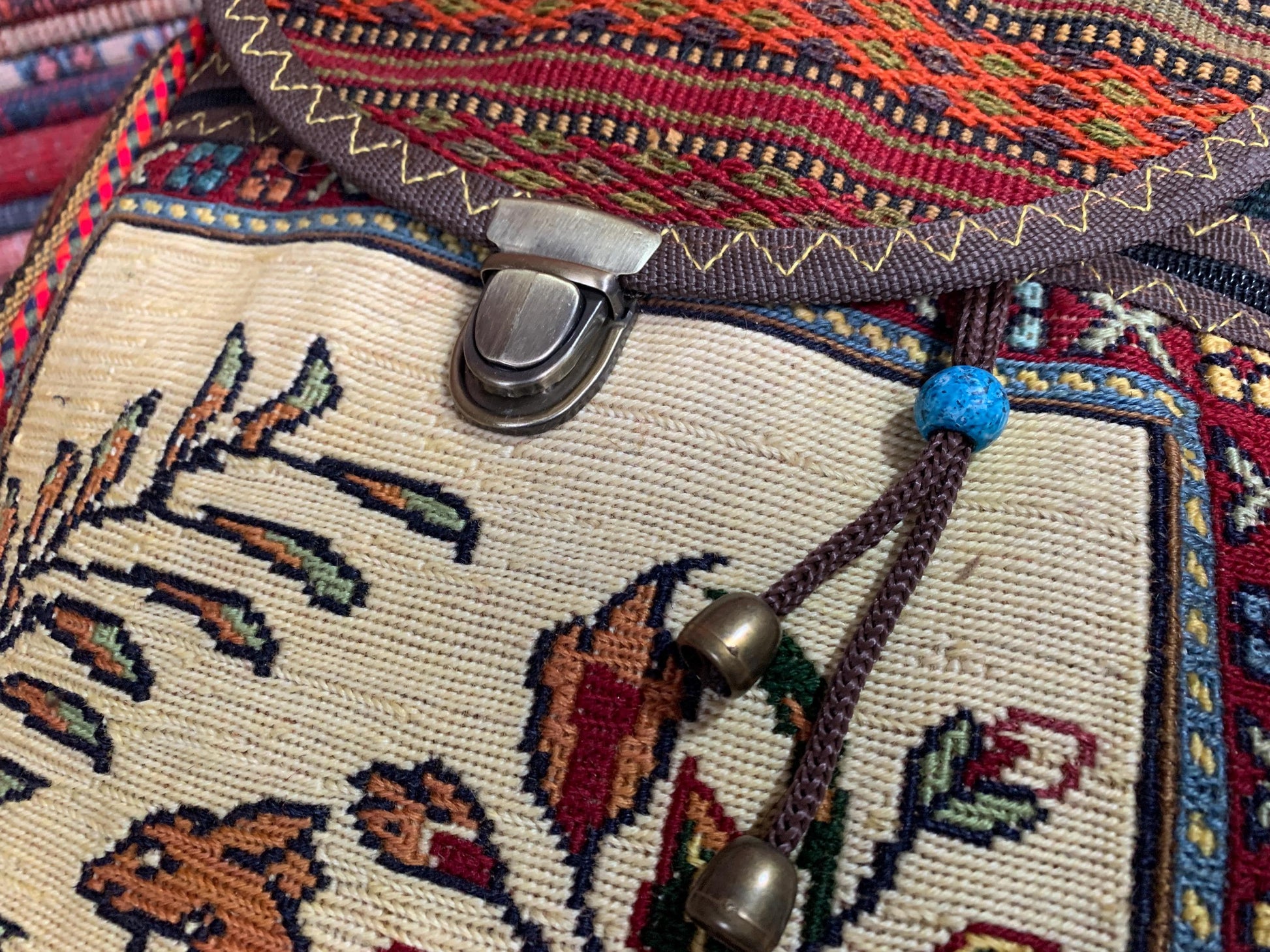 Vintage Pictorial Animal Backpack, Afghan Hand Knotted Backpack Rug, Knapsack Backpack Rug 0.8 x 1.4 ft Bag Pack, Travel Backpack Kilim Rug.