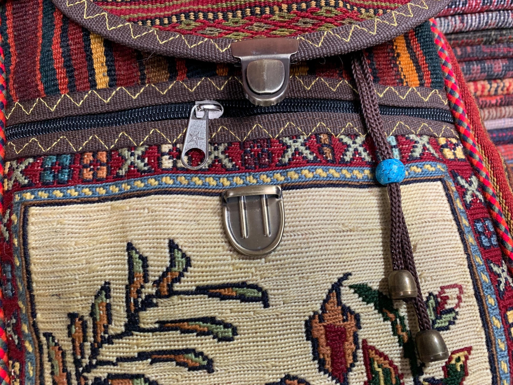 Vintage Pictorial Animal Backpack, Afghan Hand Knotted Backpack Rug, Knapsack Backpack Rug 0.8 x 1.4 ft Bag Pack, Travel Backpack Kilim Rug.
