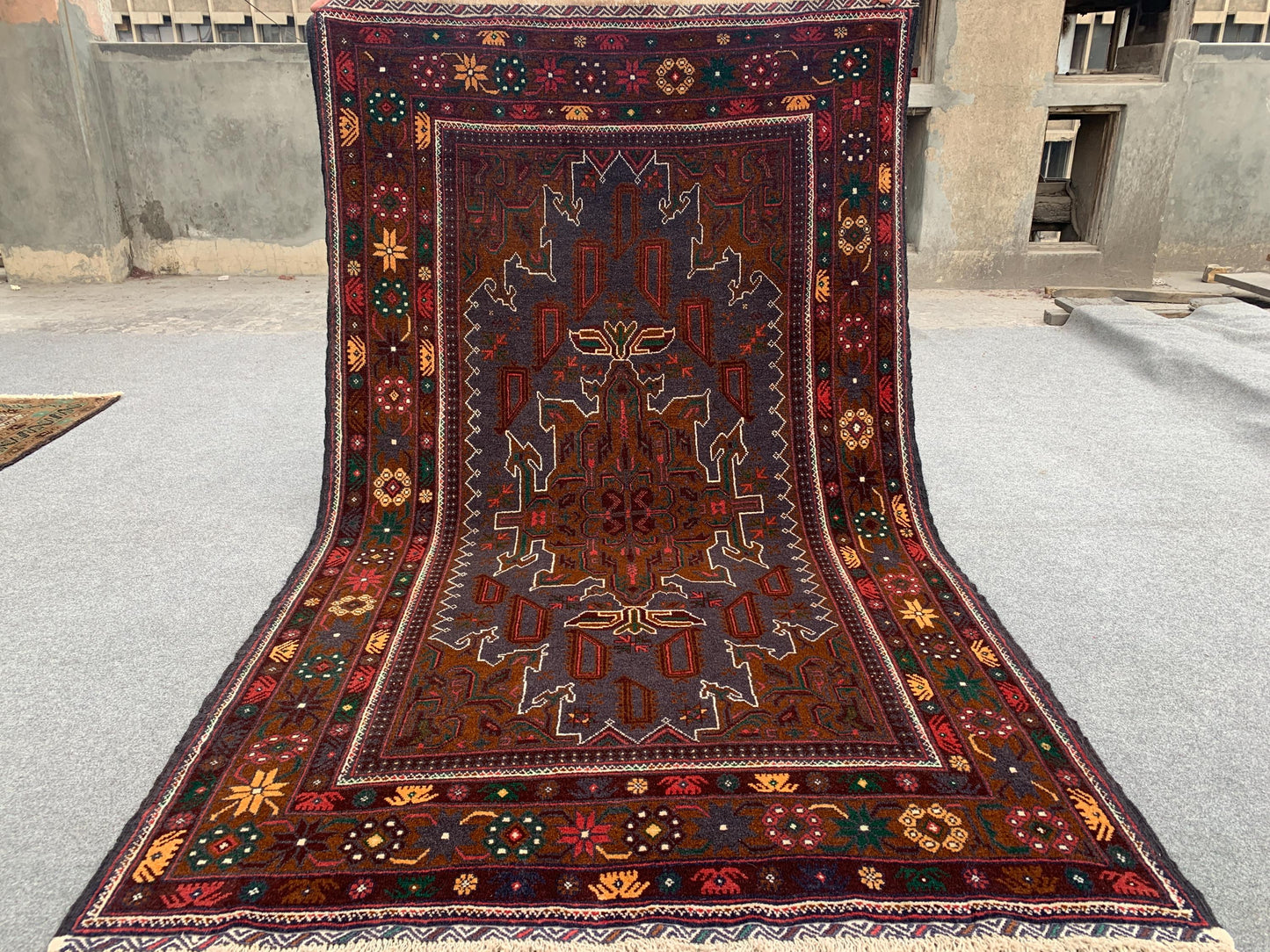 Vintage Rug 4x7 ft Handmade Afghan Rug, Famous Herati Baluchi Rug Oriental Wool Rug, Geometric Rug, Home Decor Living Room Rug, Bedroom Rug.