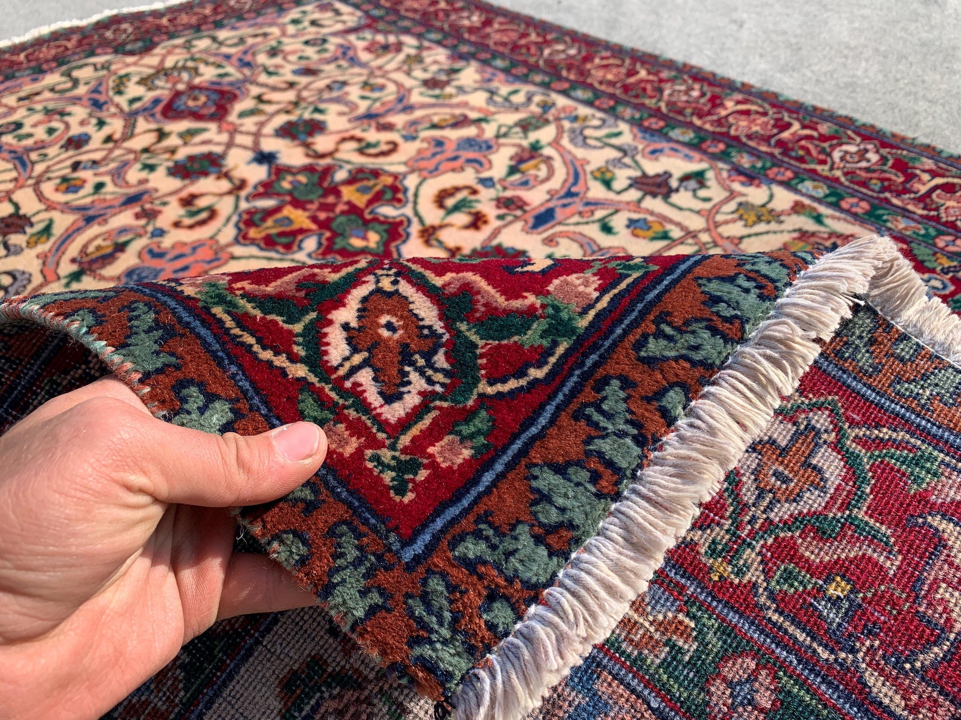 Vintage Turkish design Rug Hand Knotted Wool Rug, Beige Red Rug Geometric Area Rug One of a kind Rug, Home Decor Bedroom Living Room Rug 4x6
