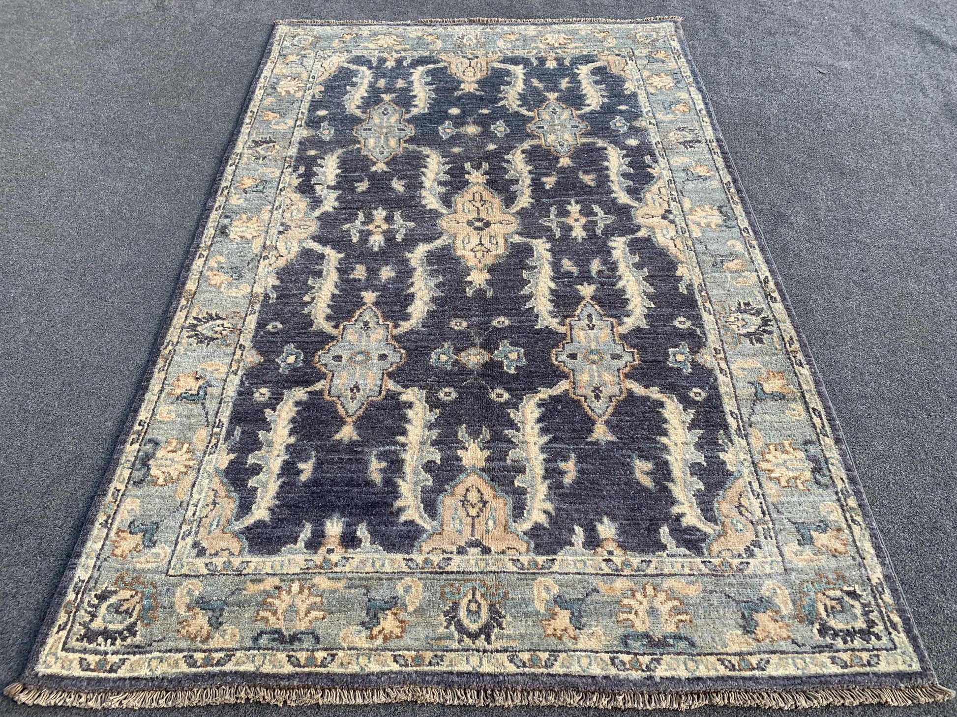 3x5 ft Grey Afghan Rug, Hand Knotted Turkmen Wool Rug, Traditional Turkmen Rug Famous Chobi Rug, Home Decor Rug Living Room Rug Bedroom Rug.