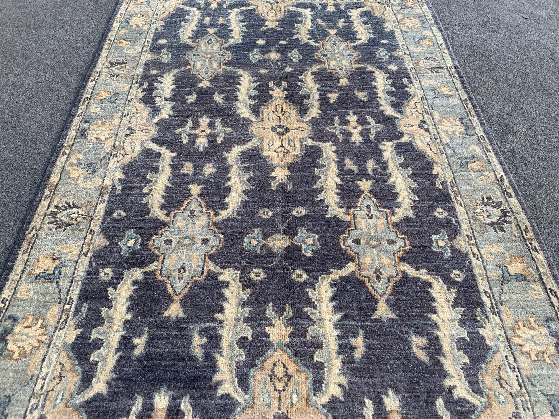 3x5 ft Grey Afghan Rug, Hand Knotted Turkmen Wool Rug, Traditional Turkmen Rug Famous Chobi Rug, Home Decor Rug Living Room Rug Bedroom Rug.