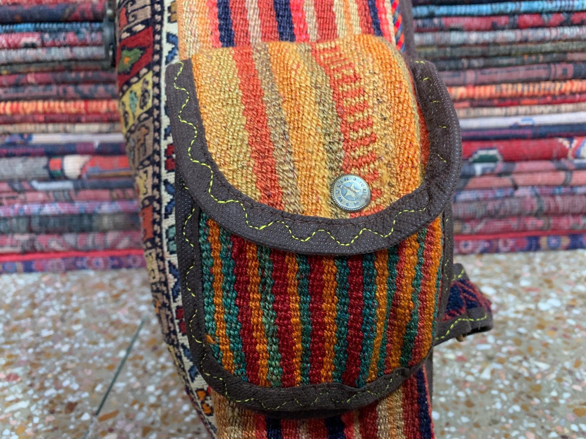 Vintage Afghan Pictorial Backpack, Hand Knotted Afghan Backpack Rug, Knapsack Backpack Rug, Bag Pack, Travel Backpack Kilim Rug 0.8x1.4 ft