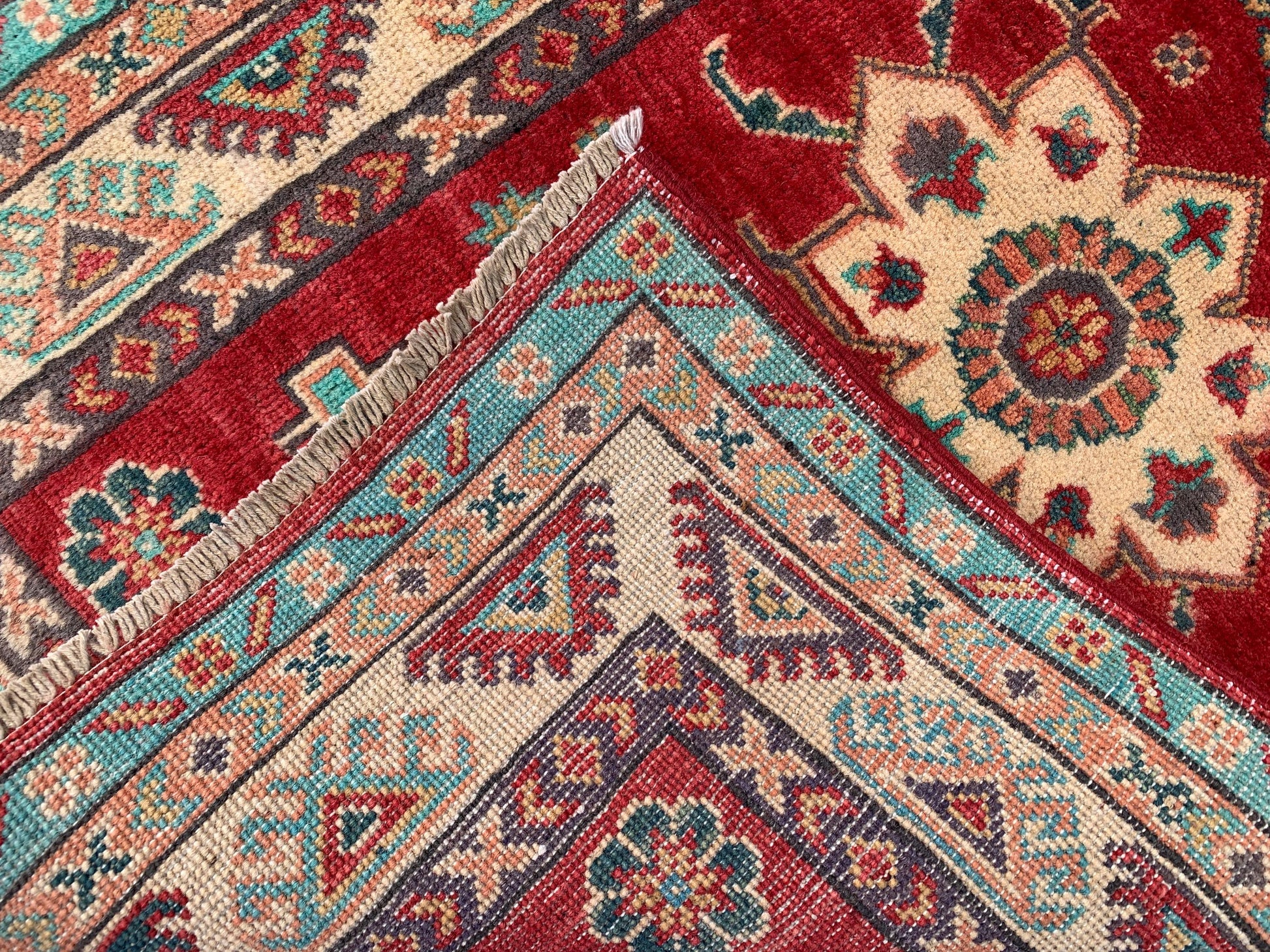 Afghan Kazak Runner Rug, Hand Knotted Wool Rug, Red Kazak Geometric Area Rug, Home Decor Rug, Bedroom Runner Rug, Hallway Runner Rug 3x10 ft
