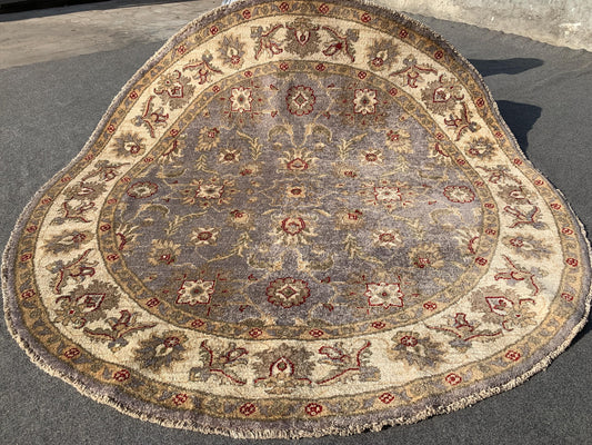 Afghan Round Chobi Rug 5x5 ft Hand Knotted Turkmen Wool Rug, Floral Chobi Rug, Home Decor Rug, Oriental Rug, Table Round Rug Bedroom Rug.