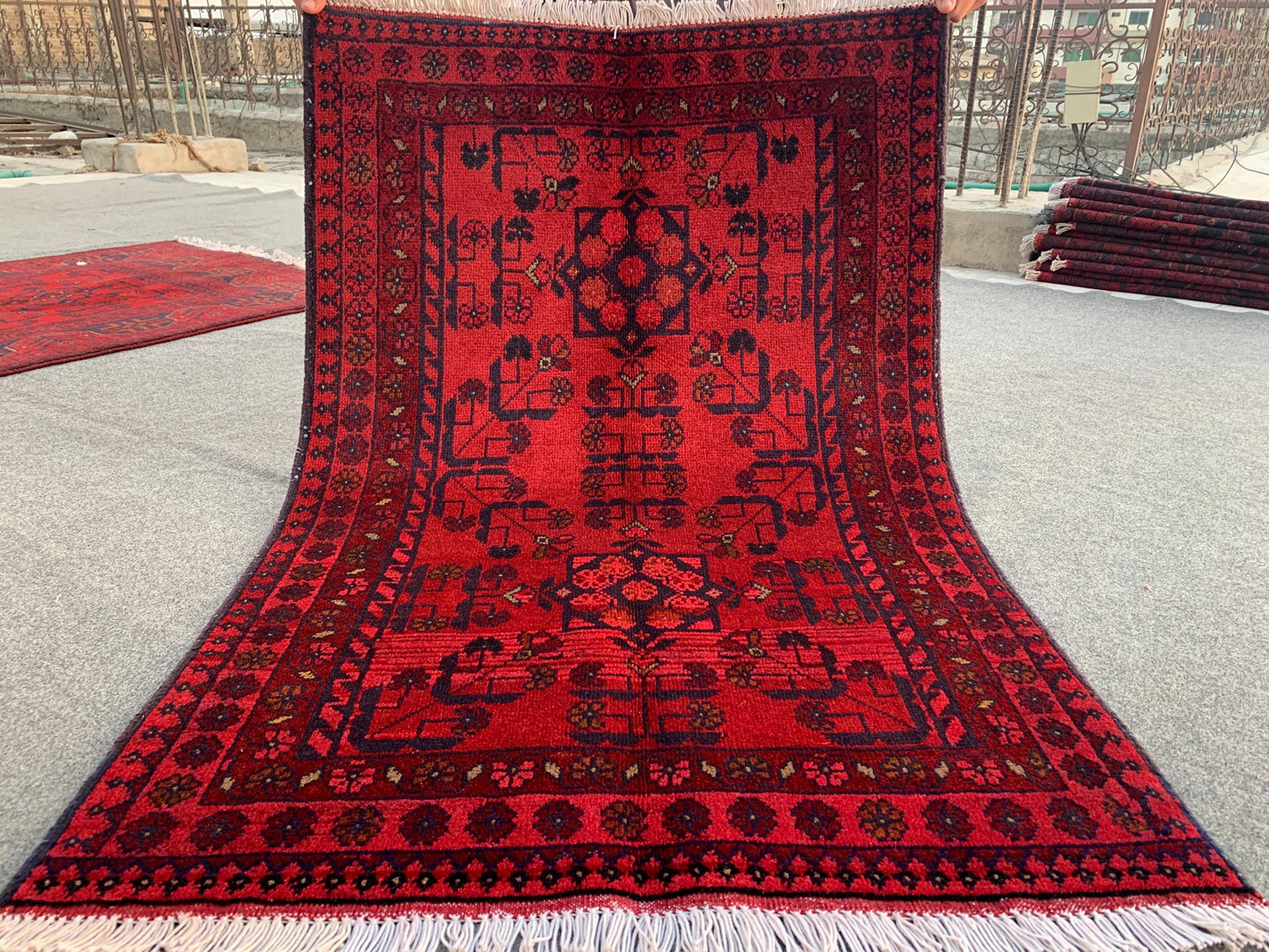 Red Bukhara design Rug, Afghan Khal Mohammadi Rug, Hand Knotted Wool Rug, Oriental Rug, Home Decor Rug, Bedroom Rug, Kitchen Rug 3x4 ft