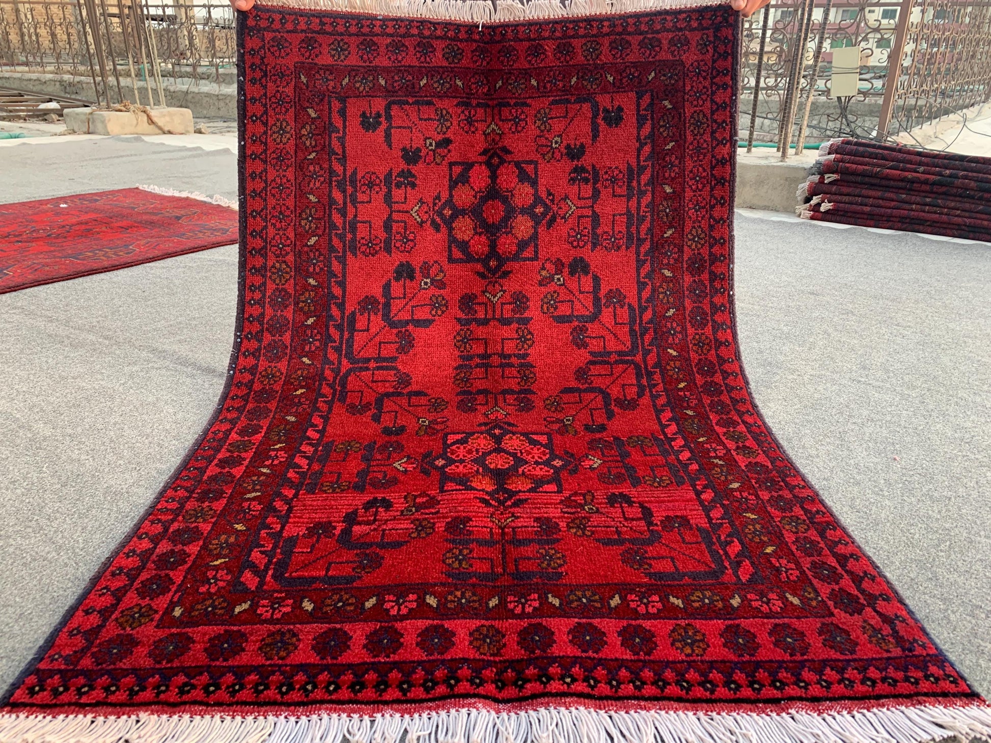 Red Bukhara design Rug, Afghan Khal Mohammadi Rug, Hand Knotted Wool Rug, Oriental Rug, Home Decor Rug, Bedroom Rug, Kitchen Rug 3x4 ft