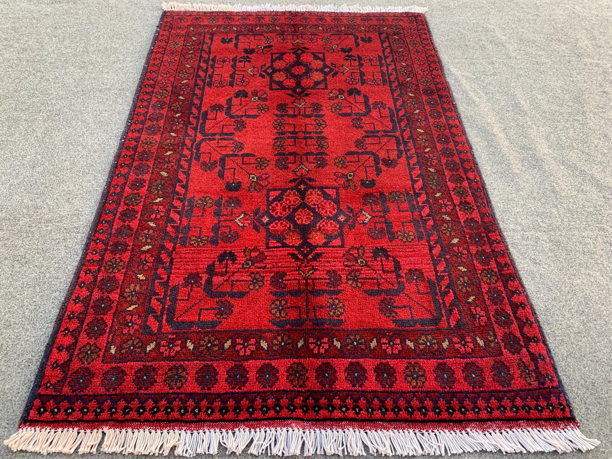 Red Bukhara design Rug, Afghan Khal Mohammadi Rug, Hand Knotted Wool Rug, Oriental Rug, Home Decor Rug, Bedroom Rug, Kitchen Rug 3x4 ft