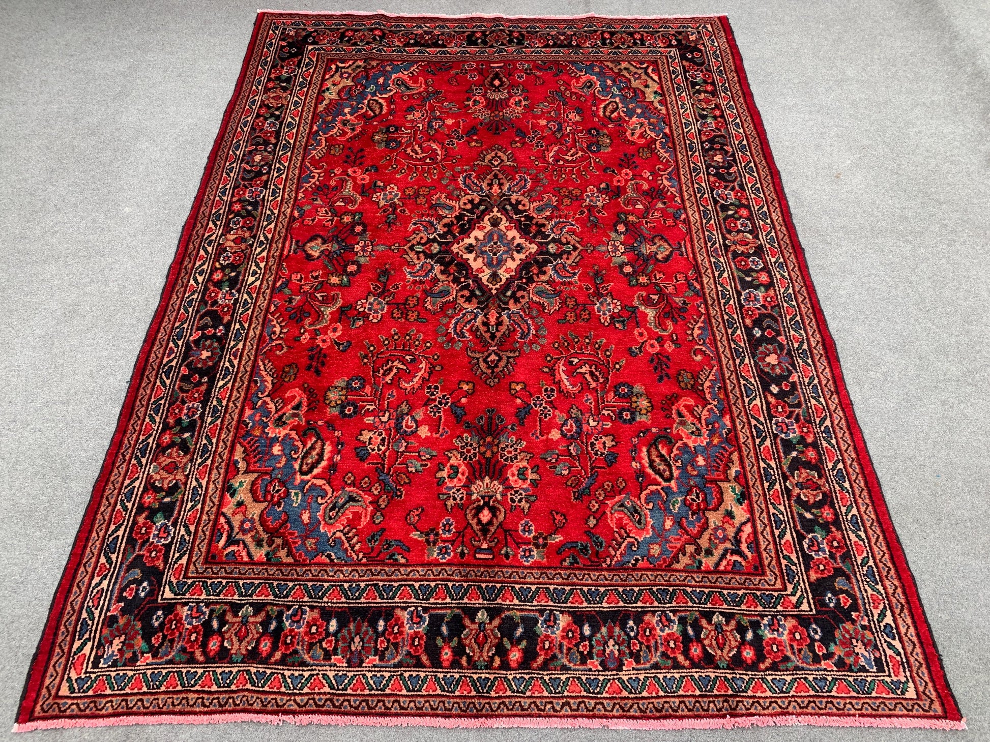 Vintage Caucasian design Rug, Hand knotted Wool Rug, Afghan Geometric Rug, Turkmen Tribal Rug, Oriental Rug Dining Room Living Room Rug 7x10