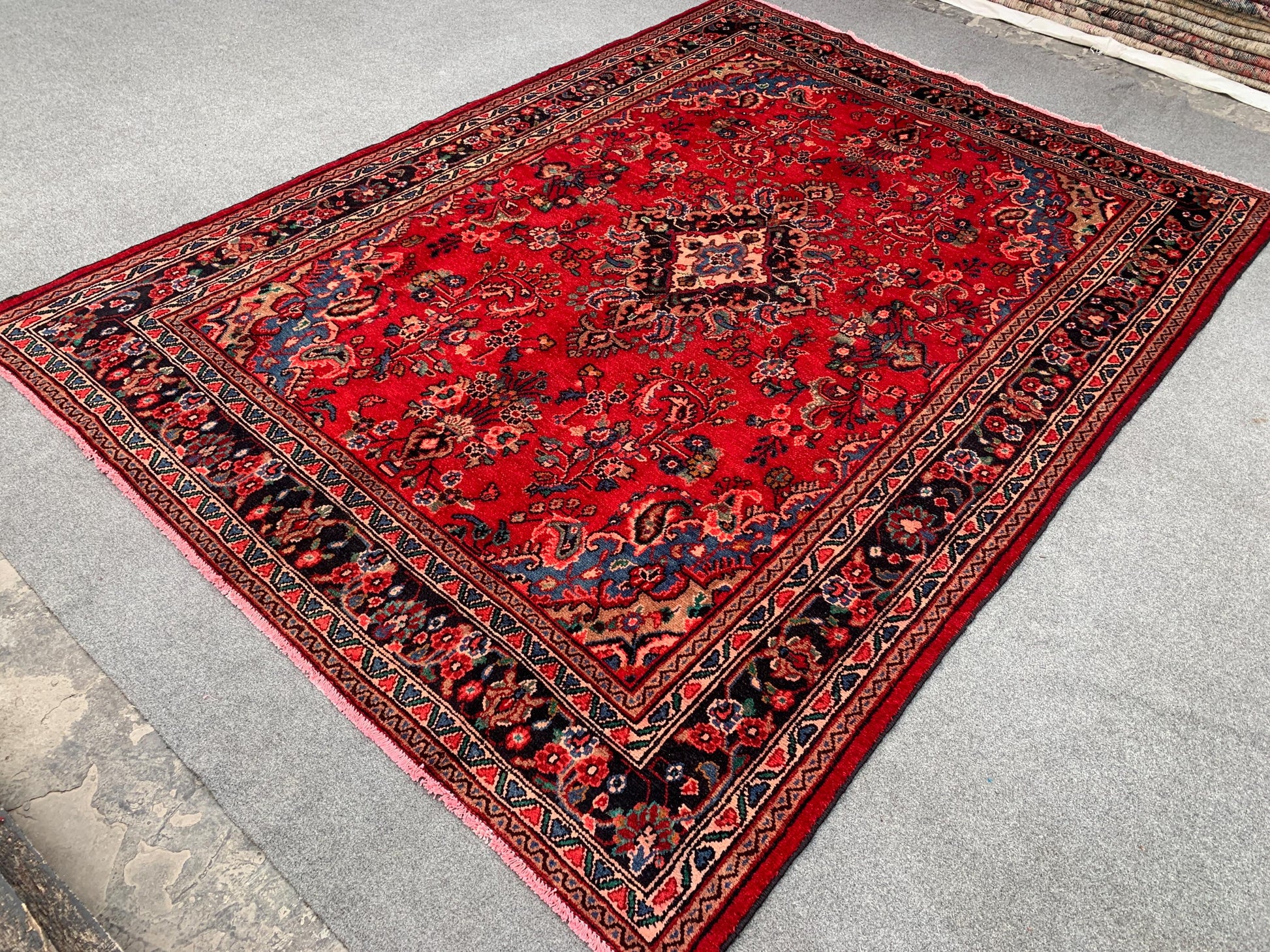 Vintage Caucasian design Rug, Hand knotted Wool Rug, Afghan Geometric Rug, Turkmen Tribal Rug, Oriental Rug Dining Room Living Room Rug 7x10