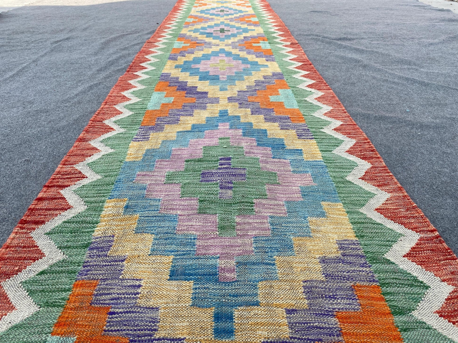 Maimana Runner sumak Kilim Rug 3x13 ft Afghan Hand woven Kilim Rug, Geometric Kilim Rug, Modern Art Rug, Home Decor Rug, Hallway Runner Rug.