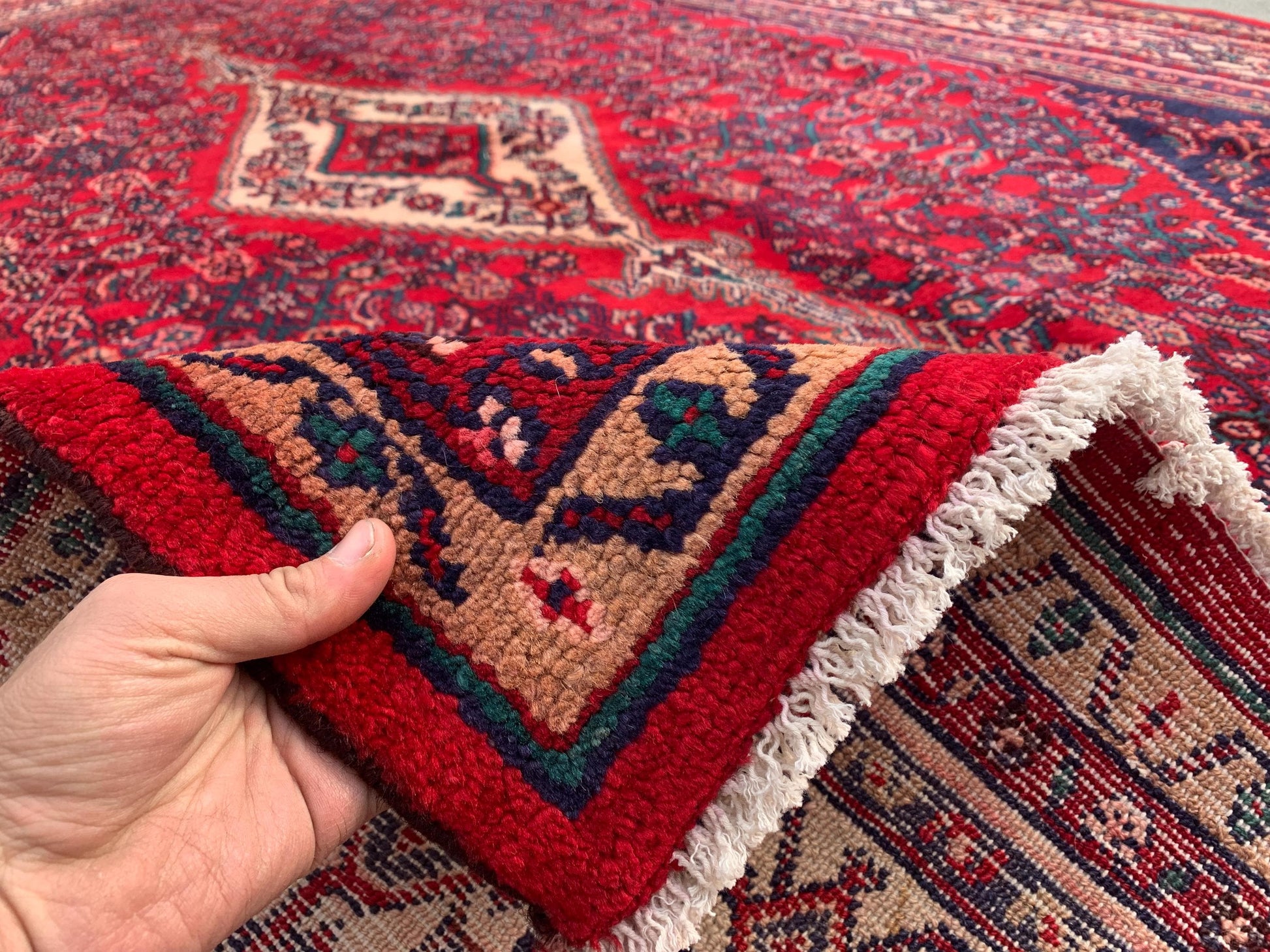 7x10 ft Vintage Caucasian design Rug, Hand Knotted Wool Area Rug, Red Afghan Tribal Rug Geometric Rug, Collectors piece Rug Living Room Rug.