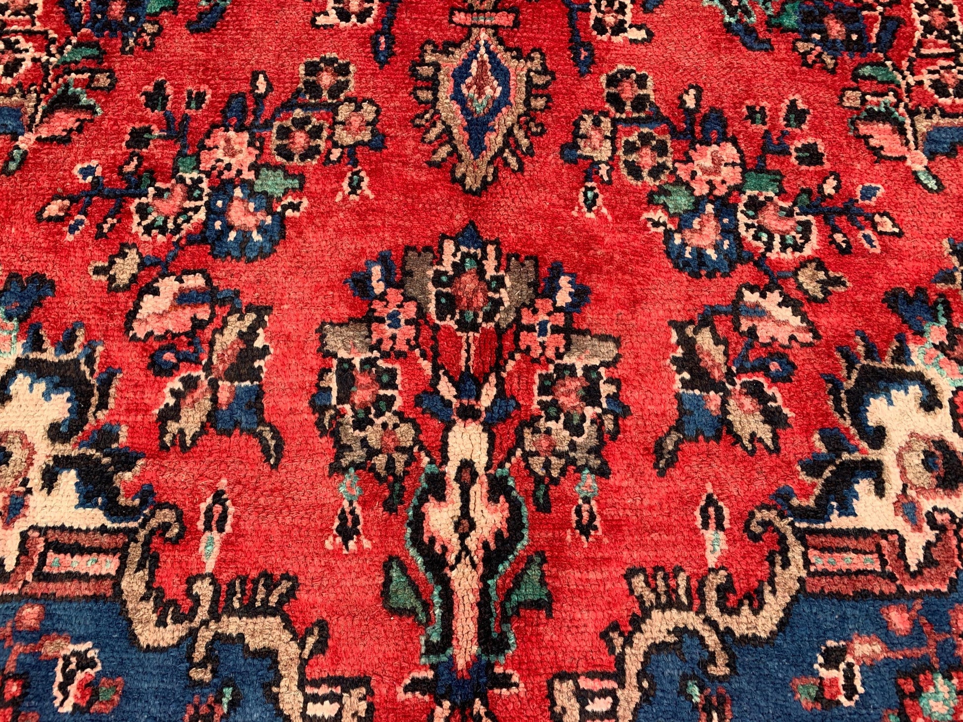Vintage Afghan Floral Rug 7x10 ft Caucasian design Rug, Handmade Wool Rug Geometric Rug, Turkmen Tribal Rug, Home Decor Rug Living Room Rug.