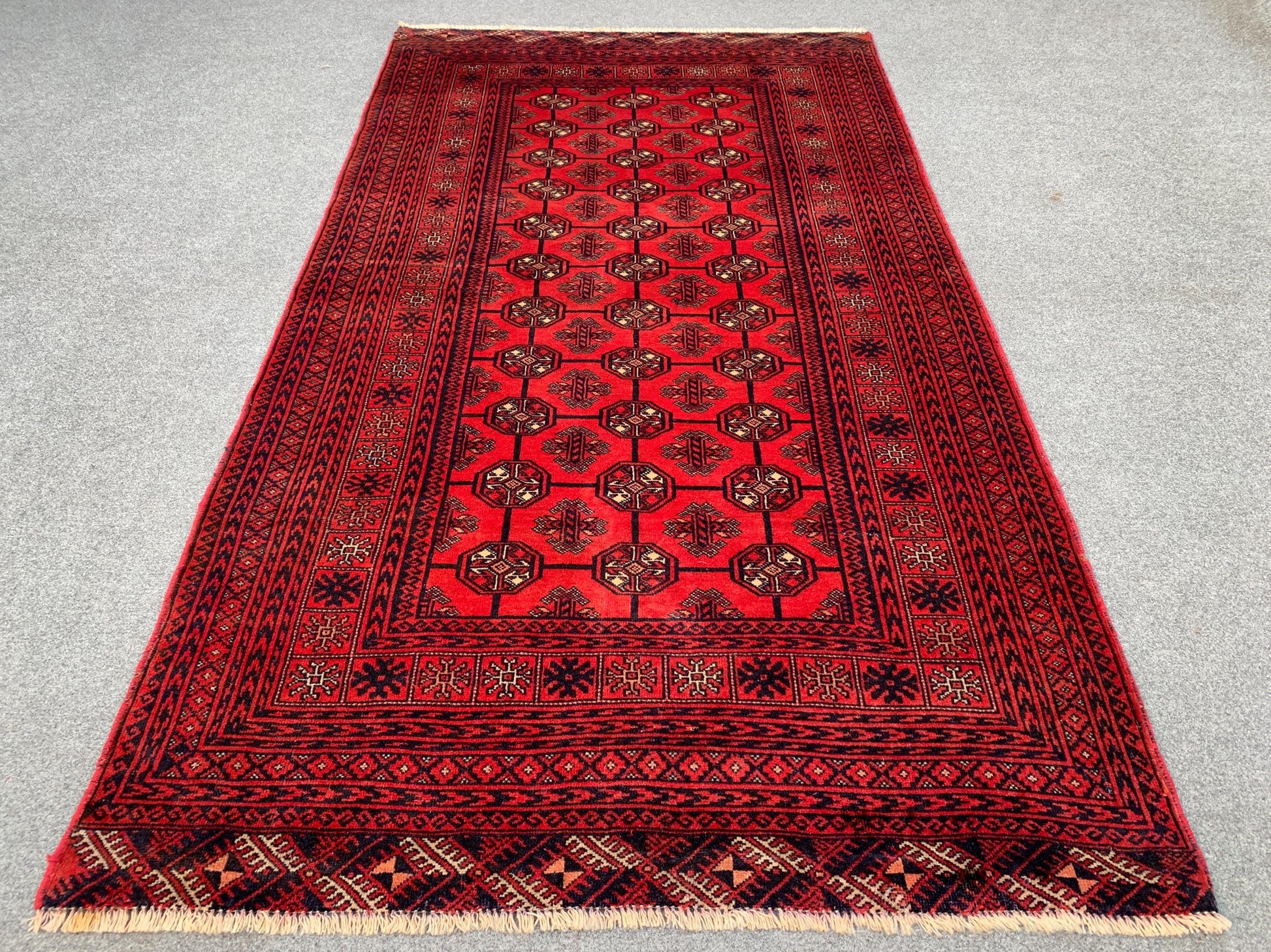 Famous Vintage Herati Rug 4x7 ft Red Baluchi Rug Afghan Handmade Rug. Mowri design Rug Oriental Wool Rug Tribal Rug Living Room Bedroom Rug.