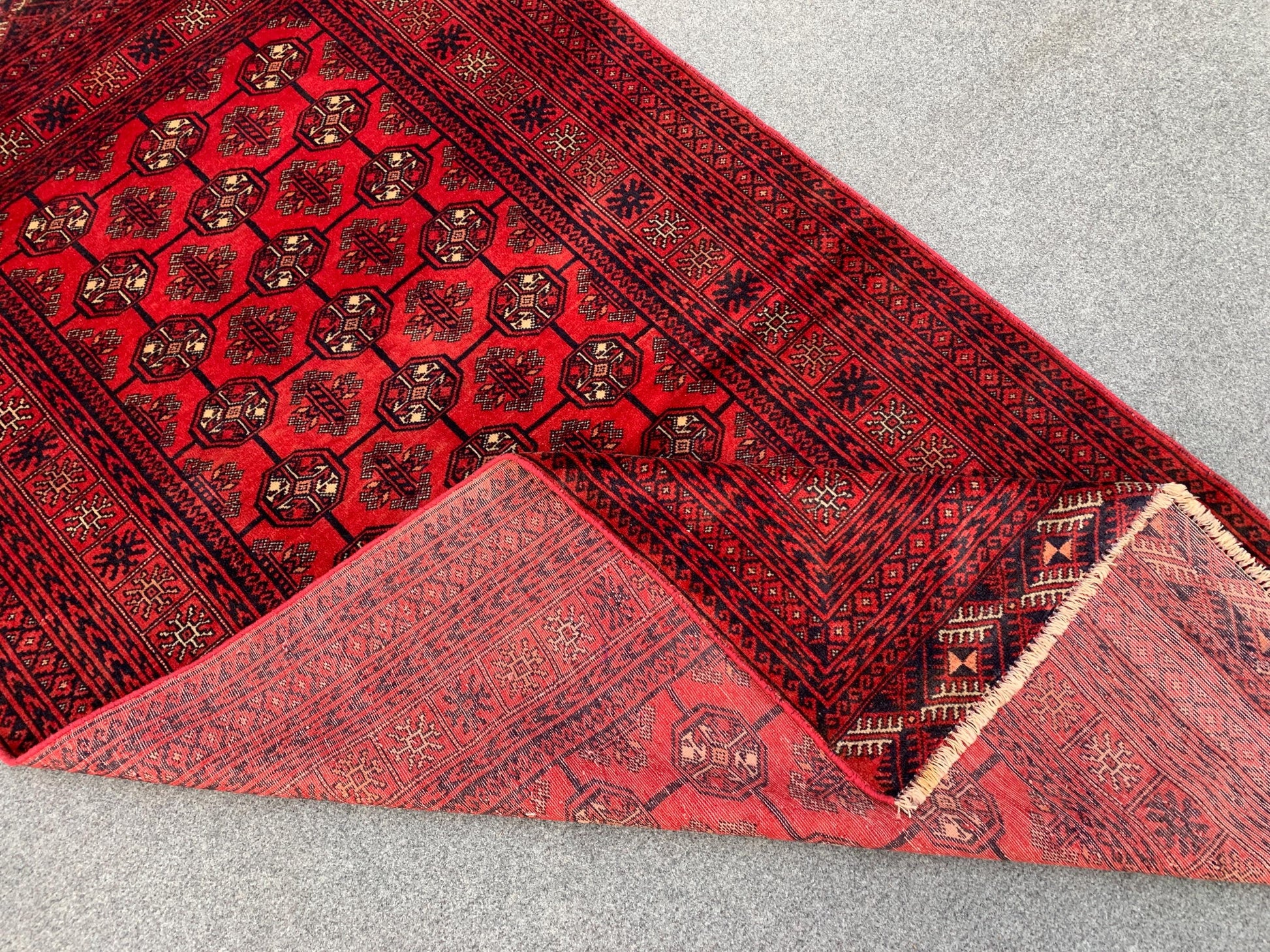 Famous Vintage Herati Rug 4x7 ft Red Baluchi Rug Afghan Handmade Rug. Mowri design Rug Oriental Wool Rug Tribal Rug Living Room Bedroom Rug.