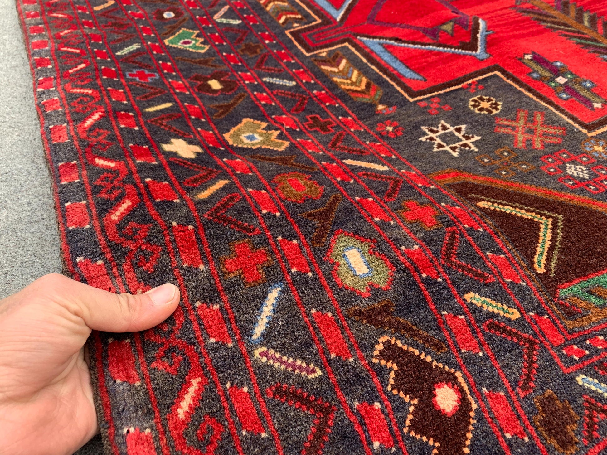 Afghan Baluchi Rug 4x6 ft Herati Hand Knotted Rug, Vintage Famous Baluchi Rug, Geometric Oriental Wool Rug, Living Room Rug, Home Decor Rug.