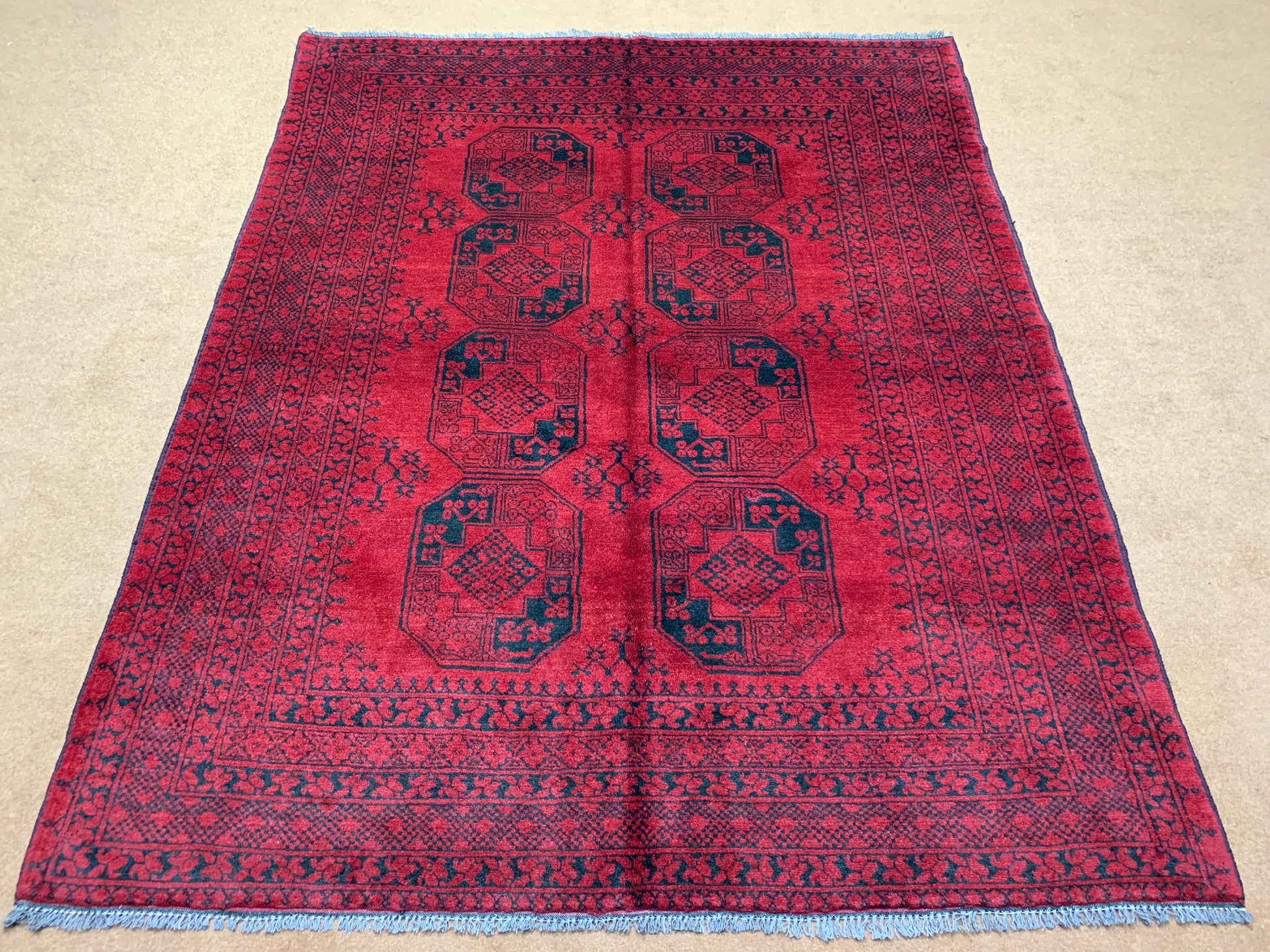 Vintage Fil Pai design Rug, Afghan Hand Knotted Wool Rug, Famous Turkmen Rug, Red Khal Muhammadi Rug, Home Decor Rug, Living Room Rug 5x6 ft