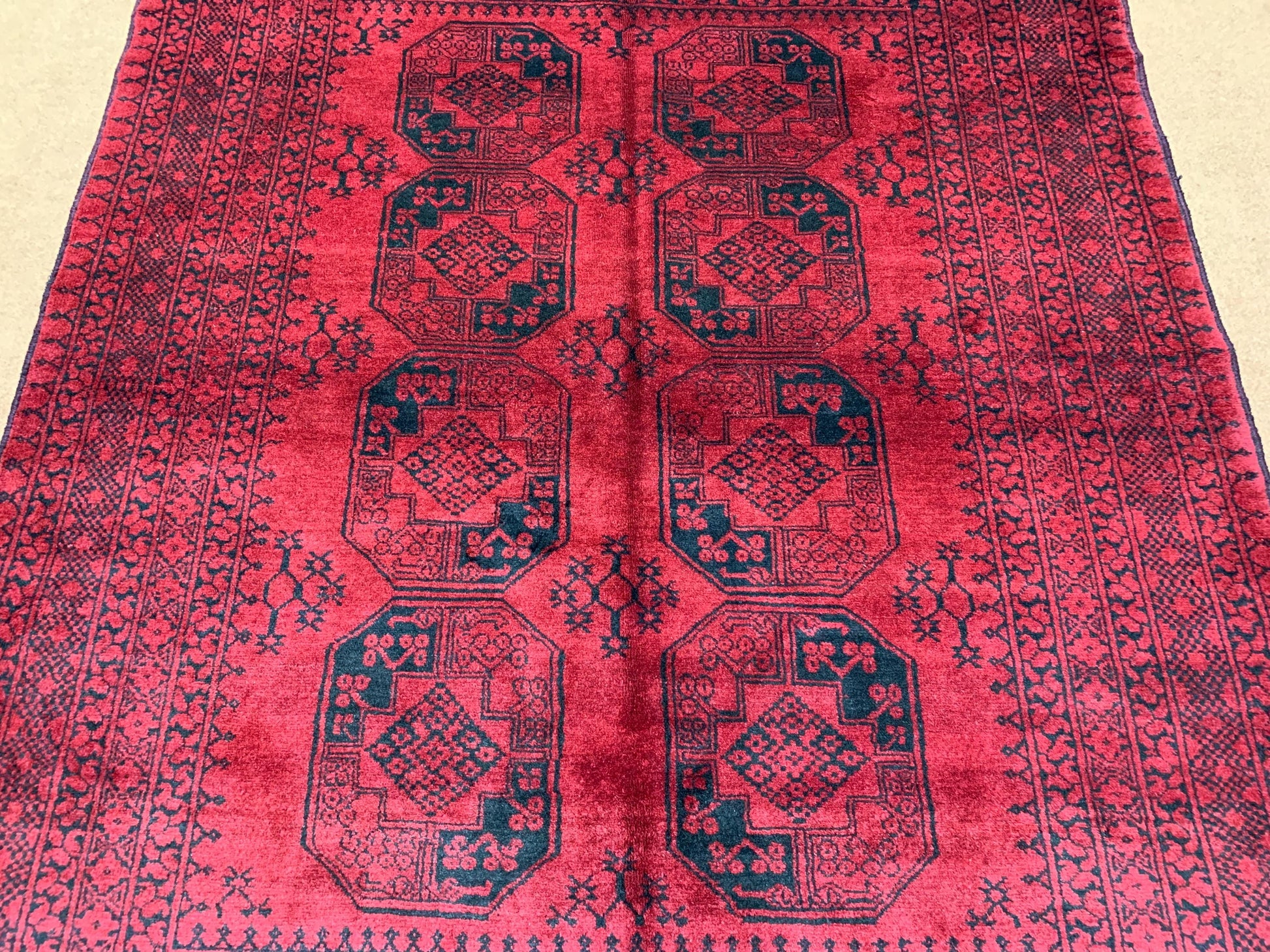 Vintage Fil Pai design Rug, Afghan Hand Knotted Wool Rug, Famous Turkmen Rug, Red Khal Muhammadi Rug, Home Decor Rug, Living Room Rug 5x6 ft