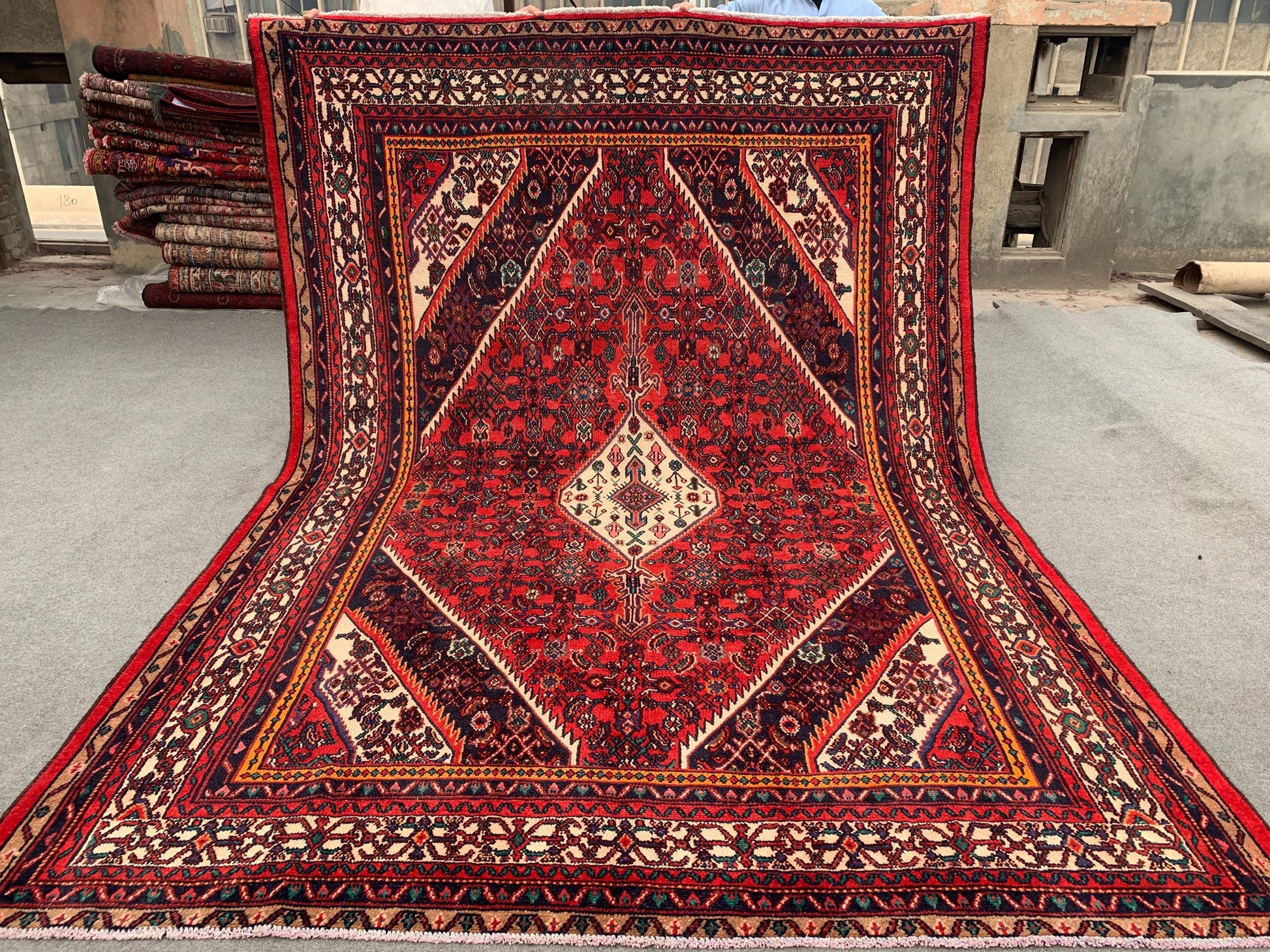 7x10 ft Vintage Caucasian design Rug, Afghan Hand Knotted Wool Rug, Turkmen Tribal Rug, Geometric Oriental Rug, Living Room Dining Room Rug.