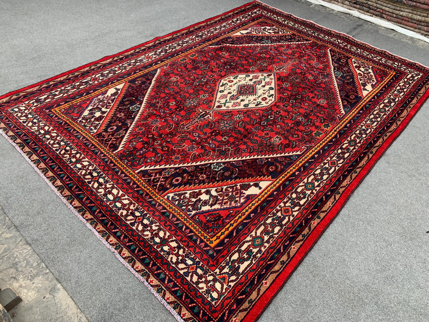 7x10 ft Vintage Caucasian design Rug, Afghan Hand Knotted Wool Rug, Turkmen Tribal Rug, Geometric Oriental Rug, Living Room Dining Room Rug.