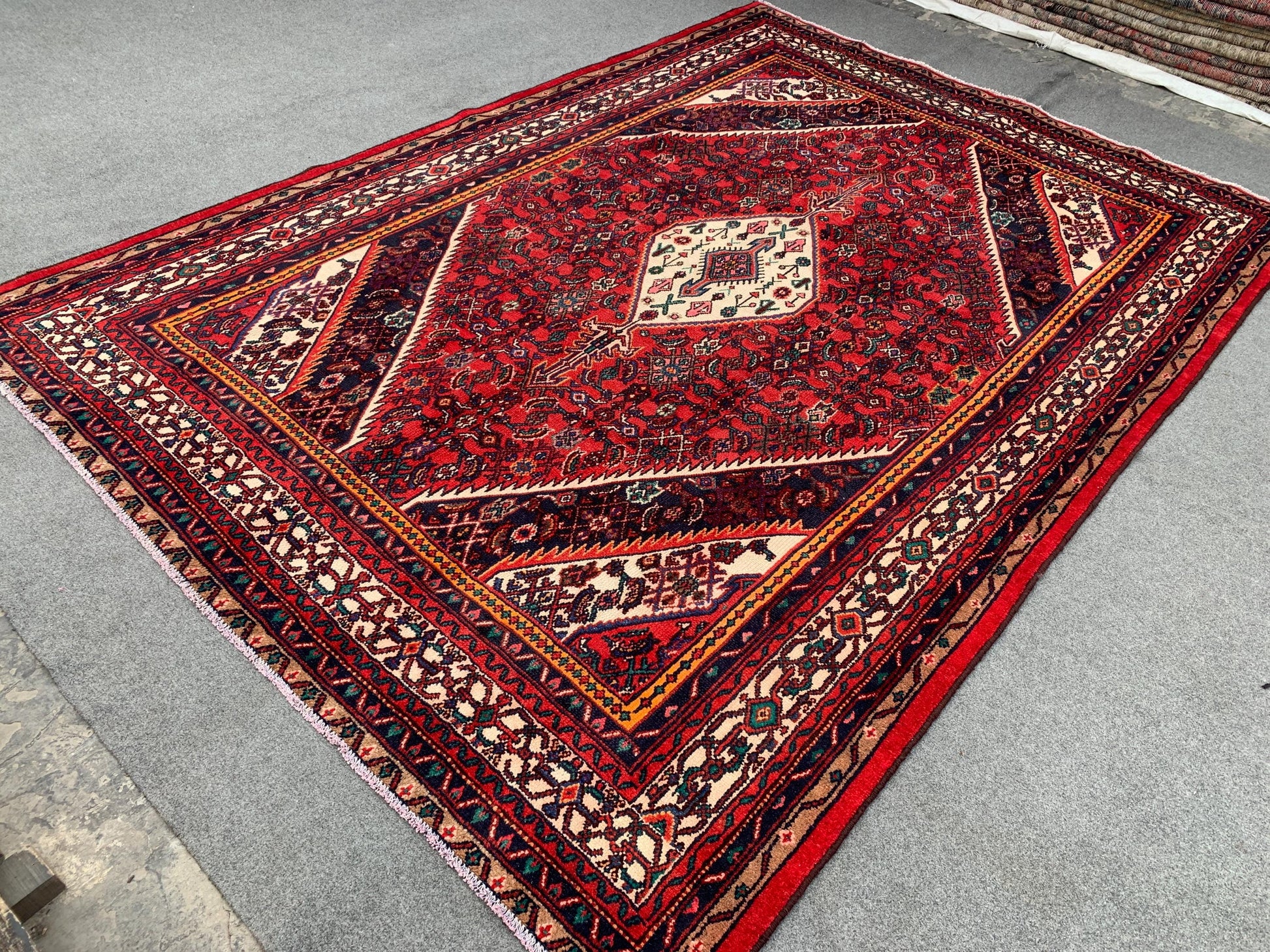 7x10 ft Vintage Caucasian design Rug, Afghan Hand Knotted Wool Rug, Turkmen Tribal Rug, Geometric Oriental Rug, Living Room Dining Room Rug.