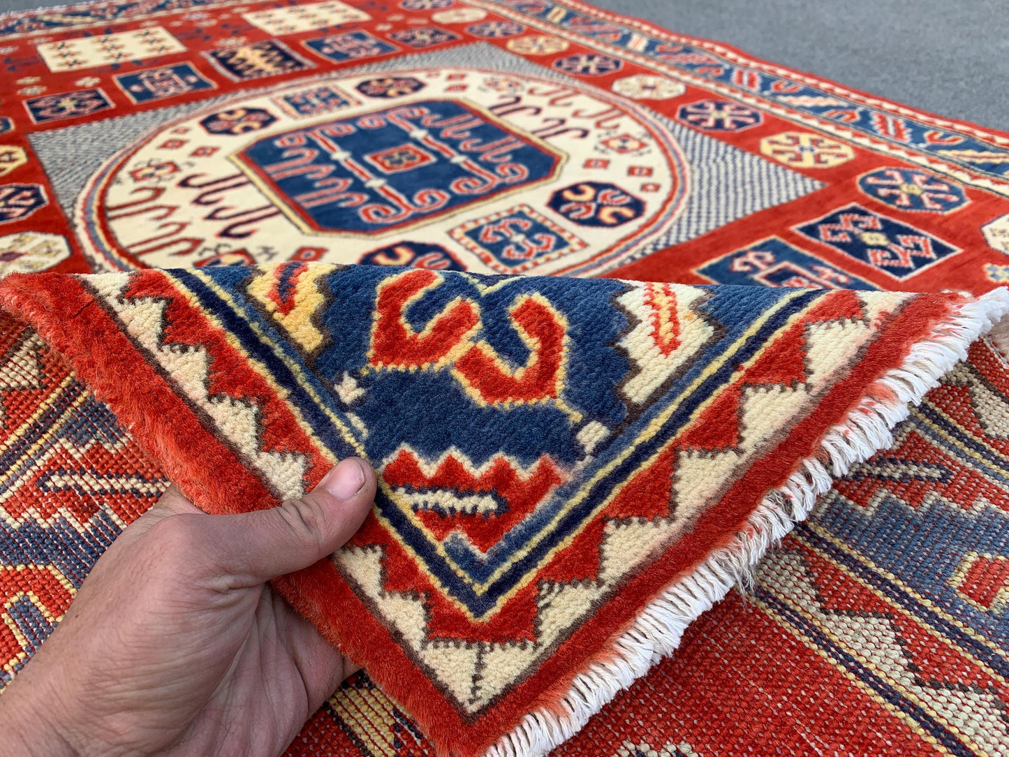 4x6 ft Turkmen Geometric Area Rug, Afghan Hand Knotted Rug, Oriental Wool Rug Afghan Kazak Rug, Home Decor Rug, Bedroom Rug Living Room Rug.