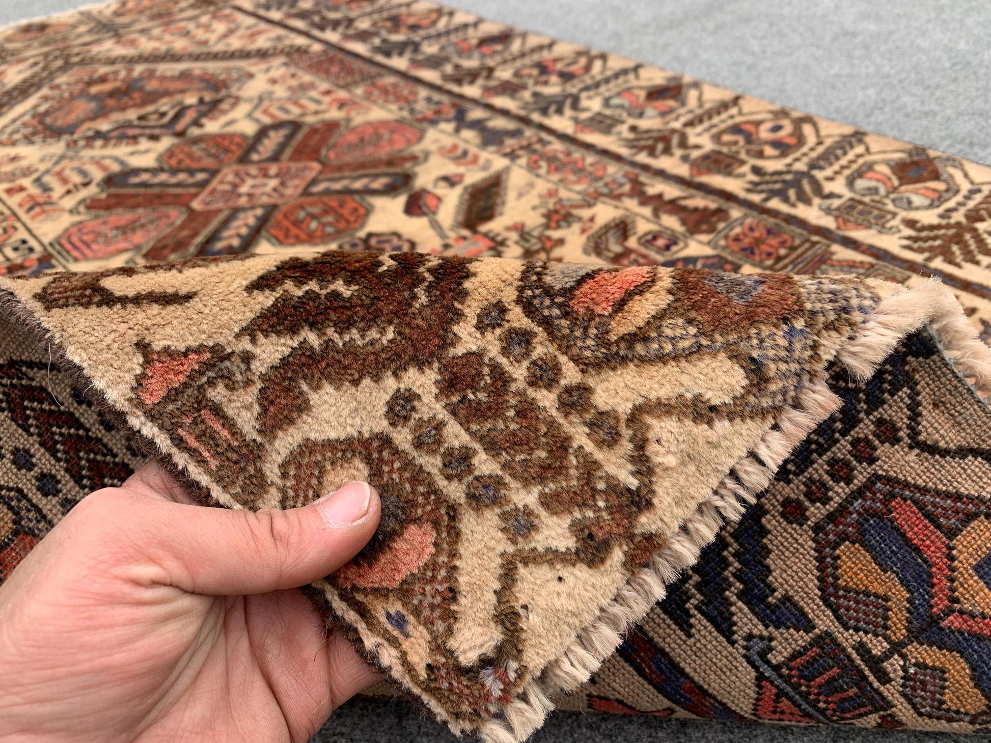 One of a kind Vintage Rug 3x4 ft Afghan Florals Rug, Turkmen Hand Knotted Wool Rug, Tribal Baluchi Rug, Antique Floral Rug Living Room Rug.