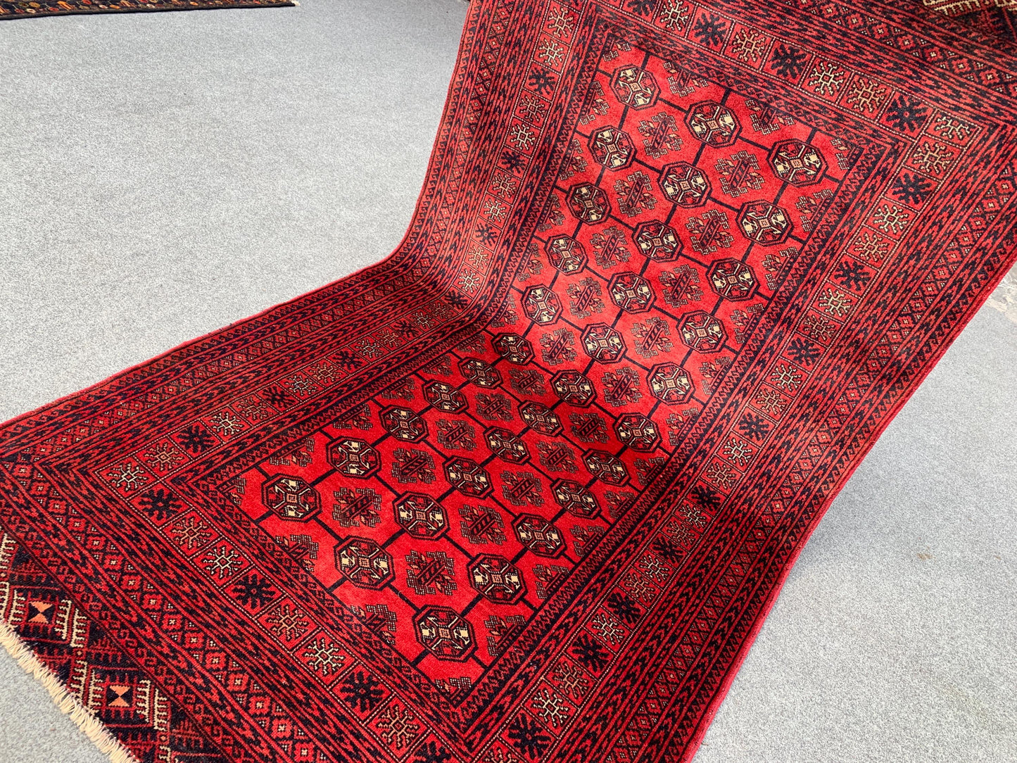 Famous Vintage Herati Rug 4x7 ft Red Baluchi Rug Afghan Handmade Rug. Mowri design Rug Oriental Wool Rug Tribal Rug Living Room Bedroom Rug.