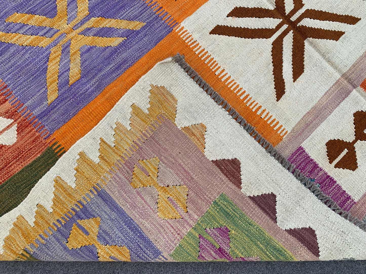 Afghan Maimana Soumak Kilim Rug 7x10 Hand Knotted Soumak Rug, Checkered design Rug, Home Decoration Rug Colorful Soumak Rug Living Room Rug.