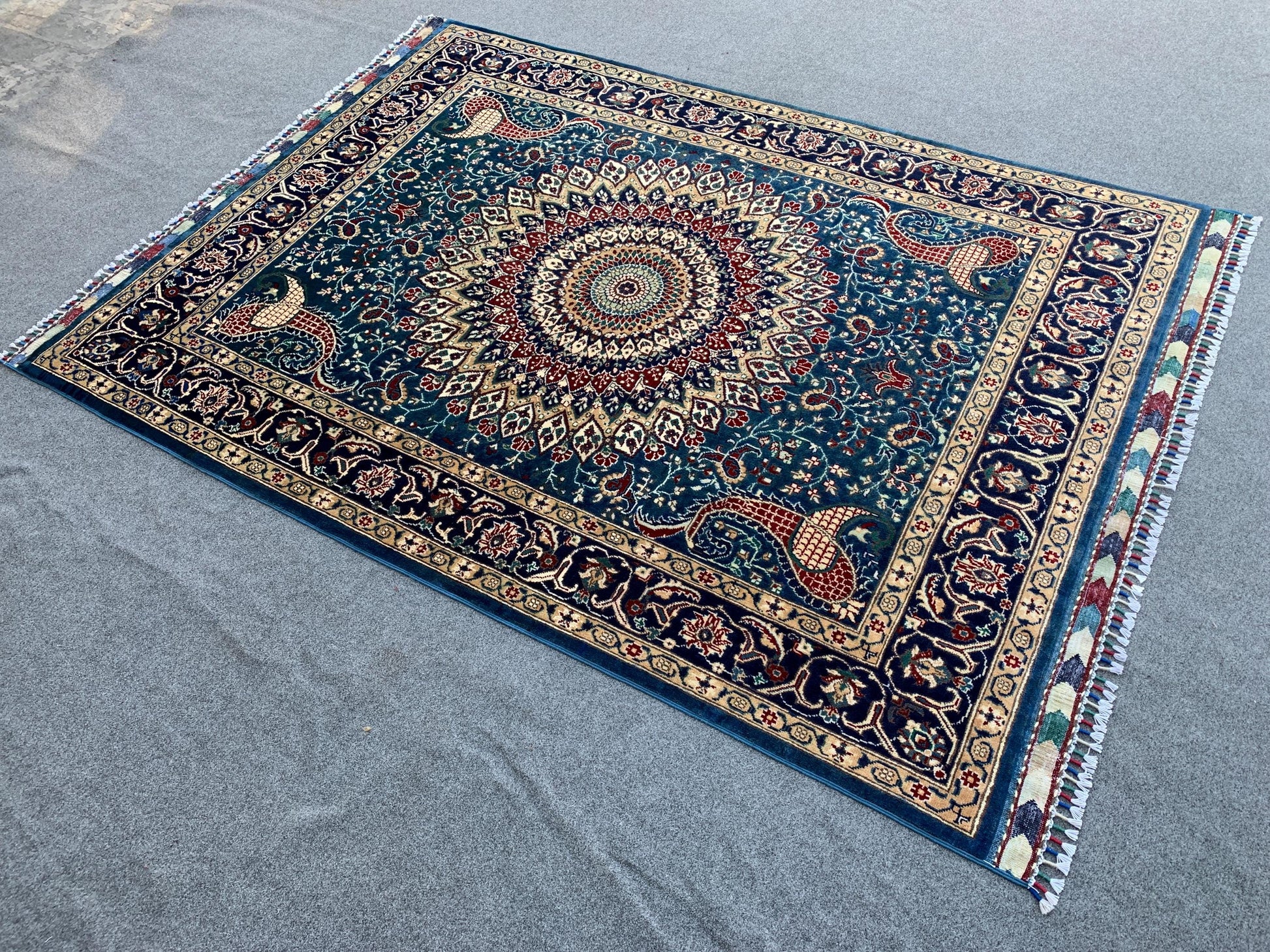 5x7 Ft Amazing Floral Rug, Natural Afghan Hand Knotted Rug, Geometric Area Rug, Good Pile Rug Oriental Wool Rug, Bedroom Rug Living Room Rug