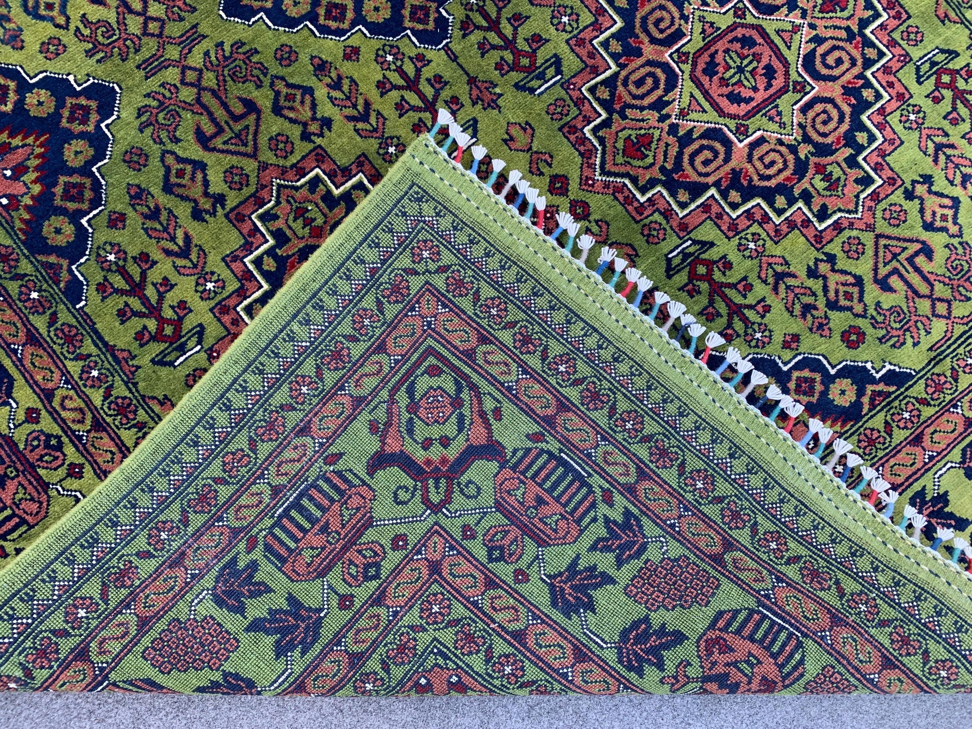 5x7 Ft Amazing Green Rug, Afghan Hand Knotted Wool Rug, New Bukhara design Rug, Oriental Rug, Fine Quality Rug, Bedroom Rug Living Room Rug.