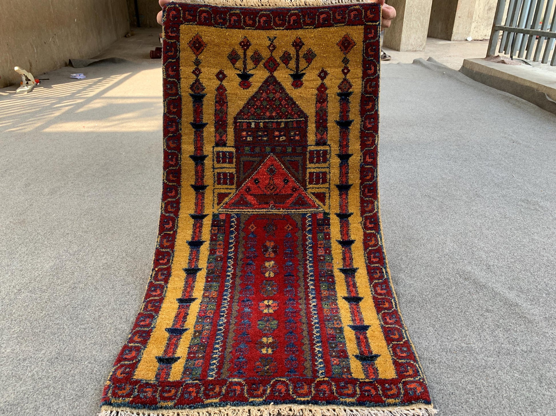 2x3 Ft Vintage Prayer Rug, Hand Knotted Prayer Rug, Afghan Prayer Rug, Oriental Wool Rug, High Pile Rug, Muslim Prayer Rug, Living Room Rug.
