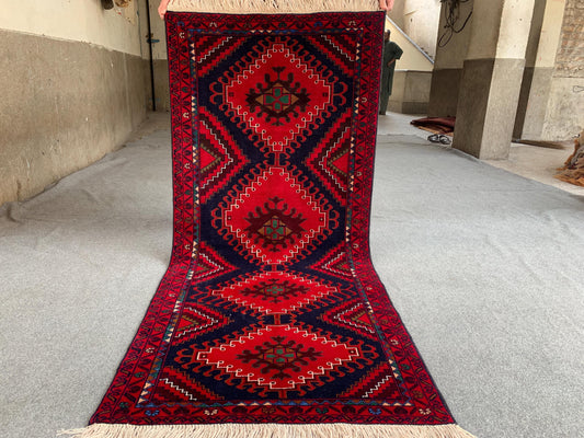 3x6 Ft Runner Rug, Natural Hand Knotted Afghan Rug, Geometric Area Rug High Pile Rug, High Quality Rug Oriental Wool Rug, Hallway Runner Rug